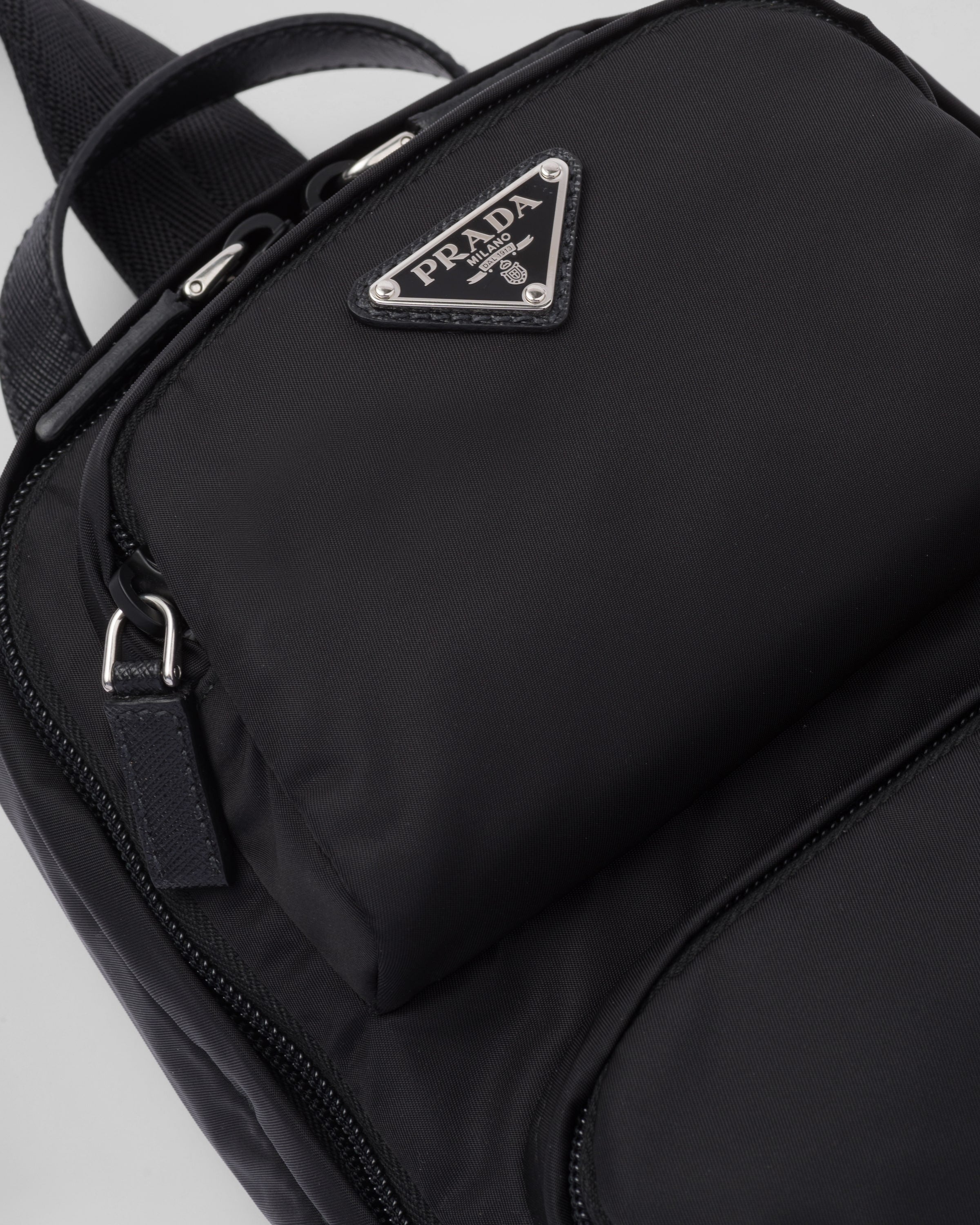 Re-Nylon and Saffiano leather backpack Black