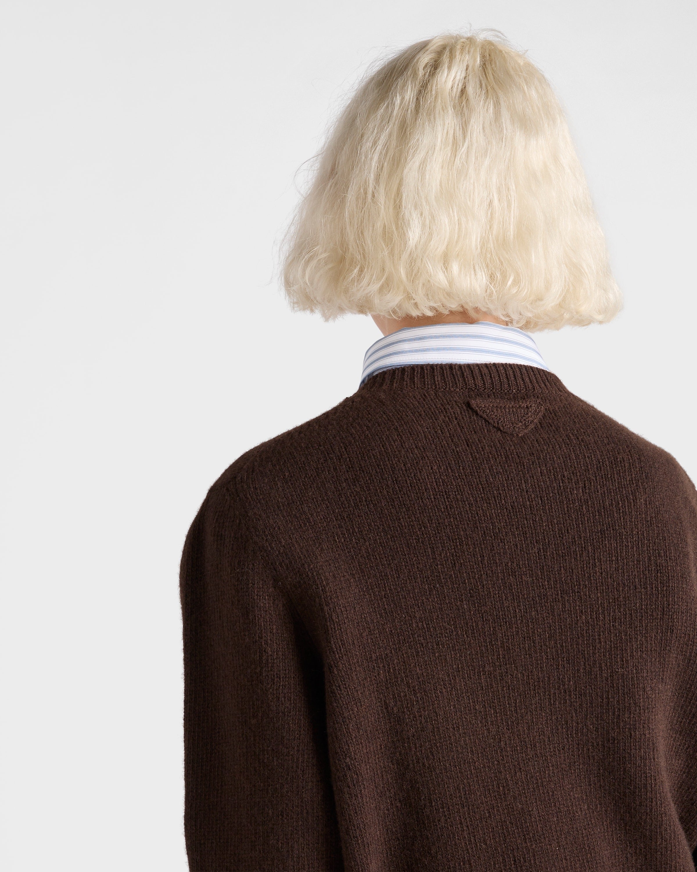Wool and cashmere crew-neck sweater Dark Brown