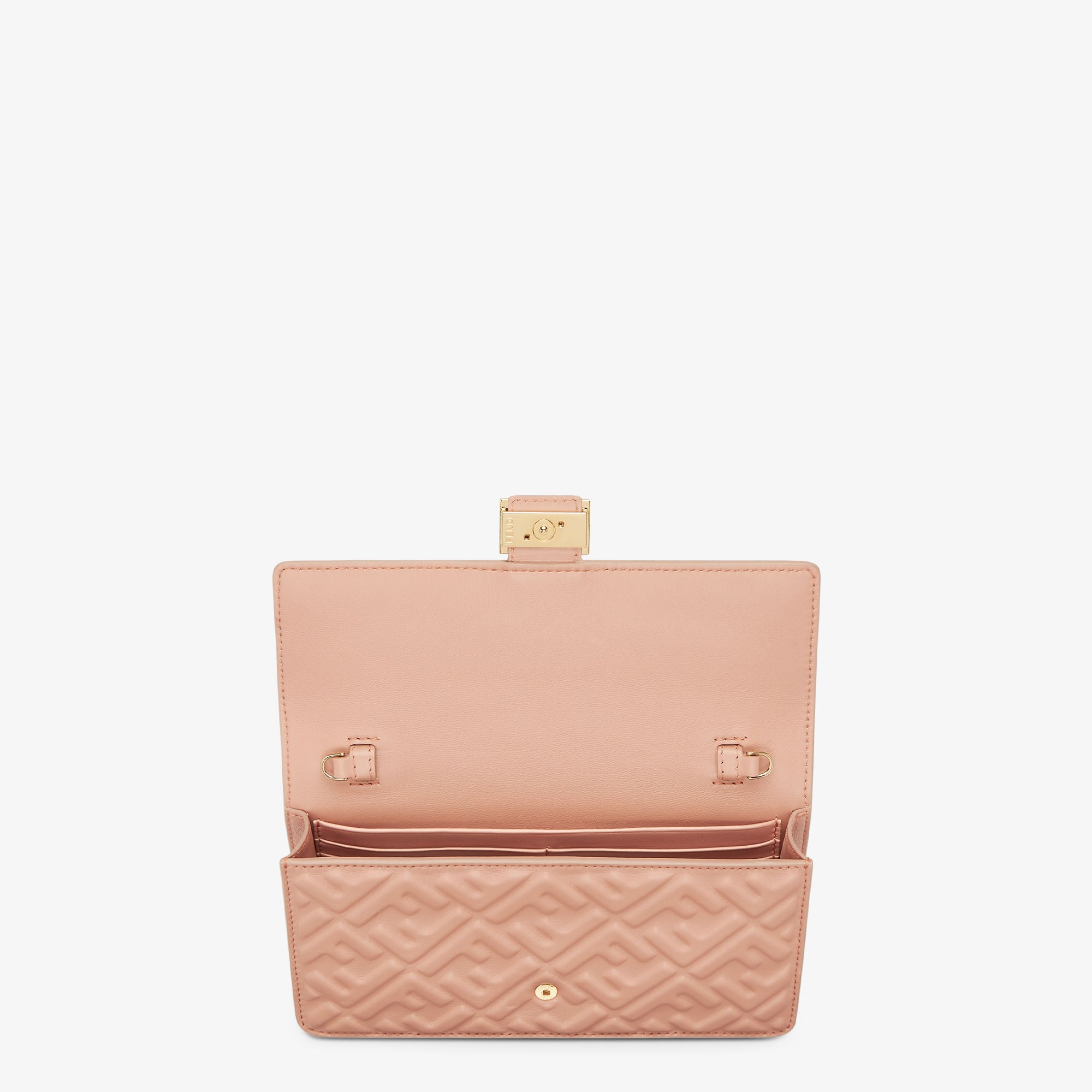 Wallet On Chain Baguette Pink nappa leather wallet with FF motif