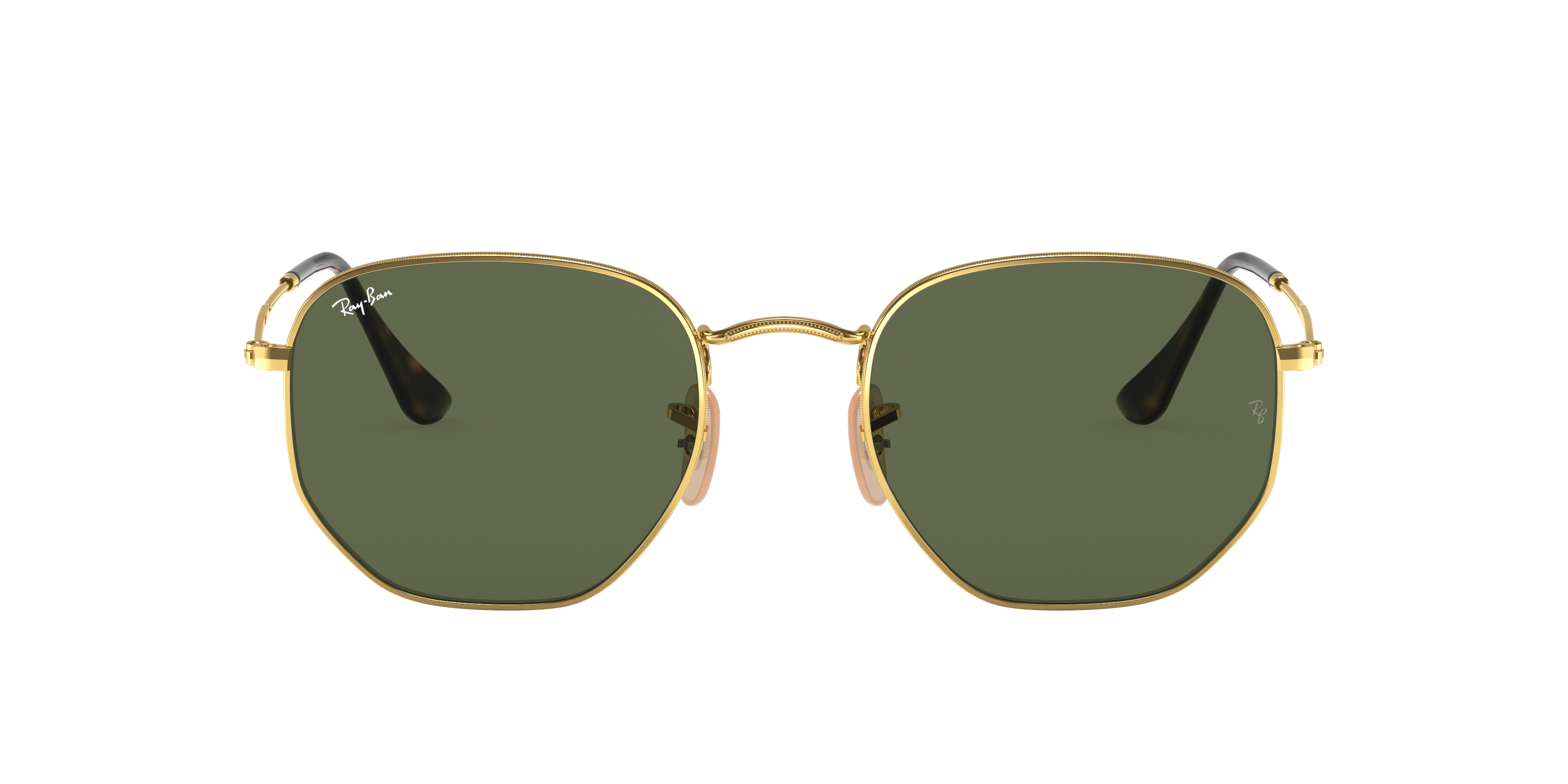 RAY-BAN RB3548N Hexagonal Flat Lenses Arista Gold - Sunglasses, G-15 Green Lens