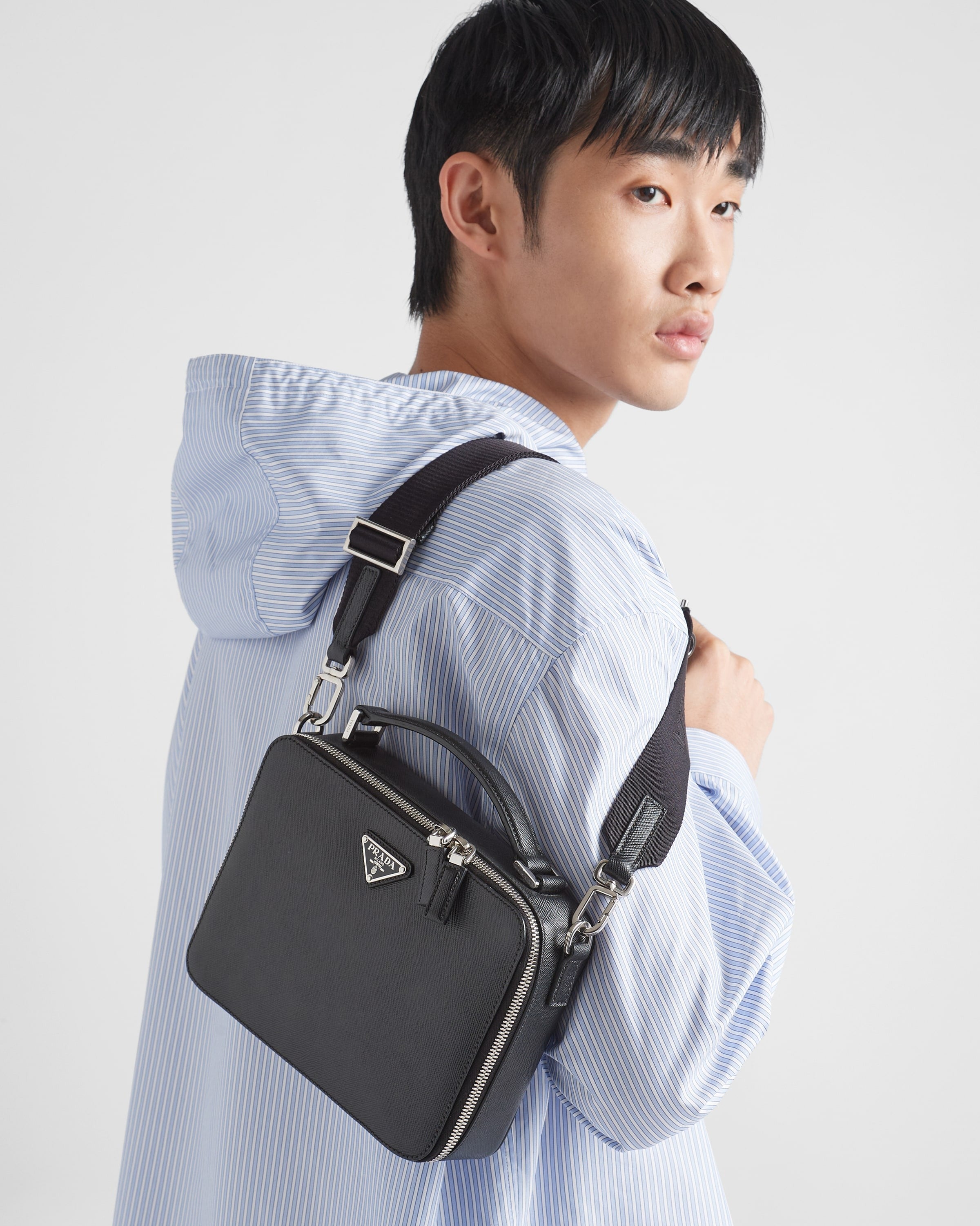 Medium Prada Brique Saffiano leather bag Black