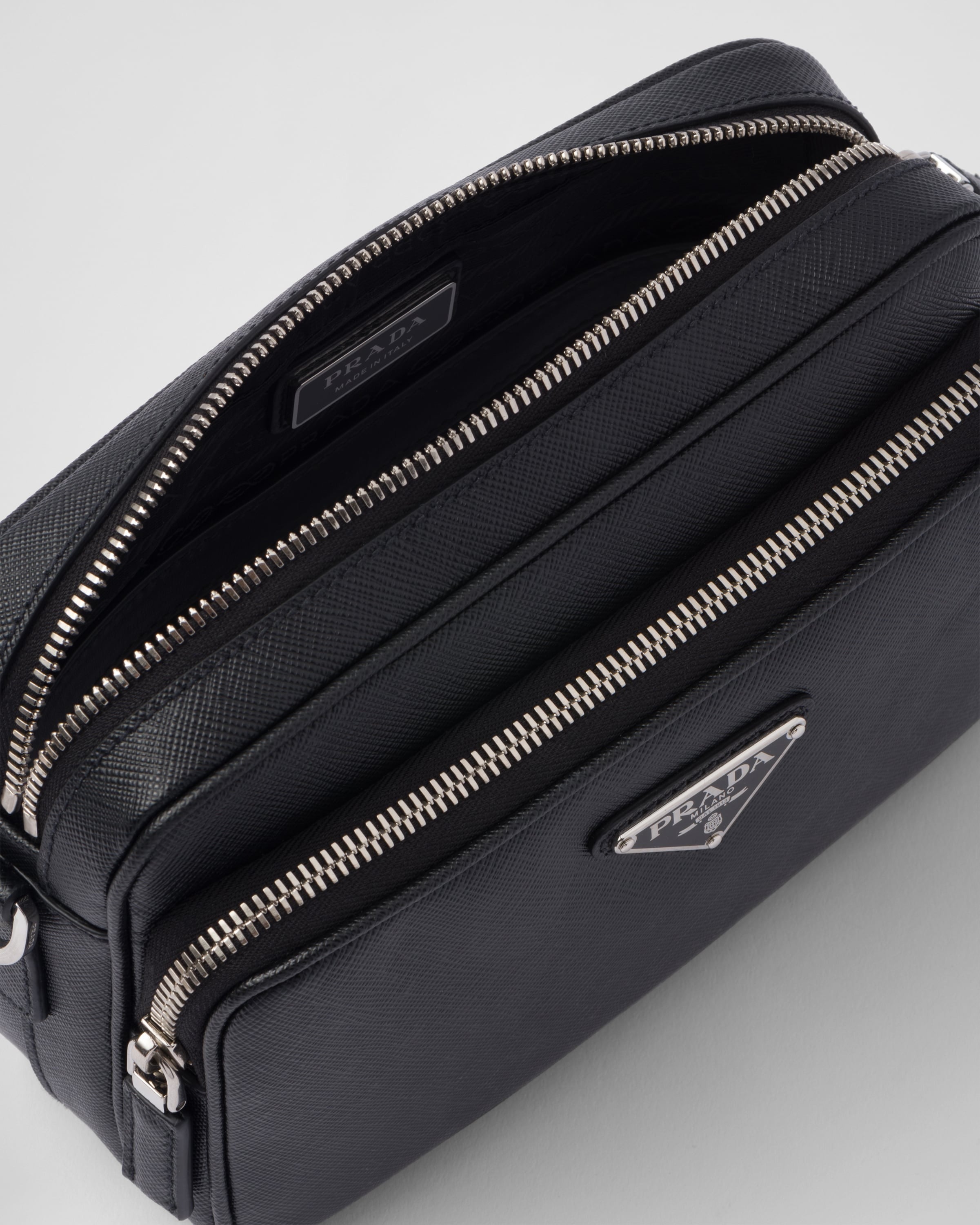 Saffiano leather shoulder bag Black