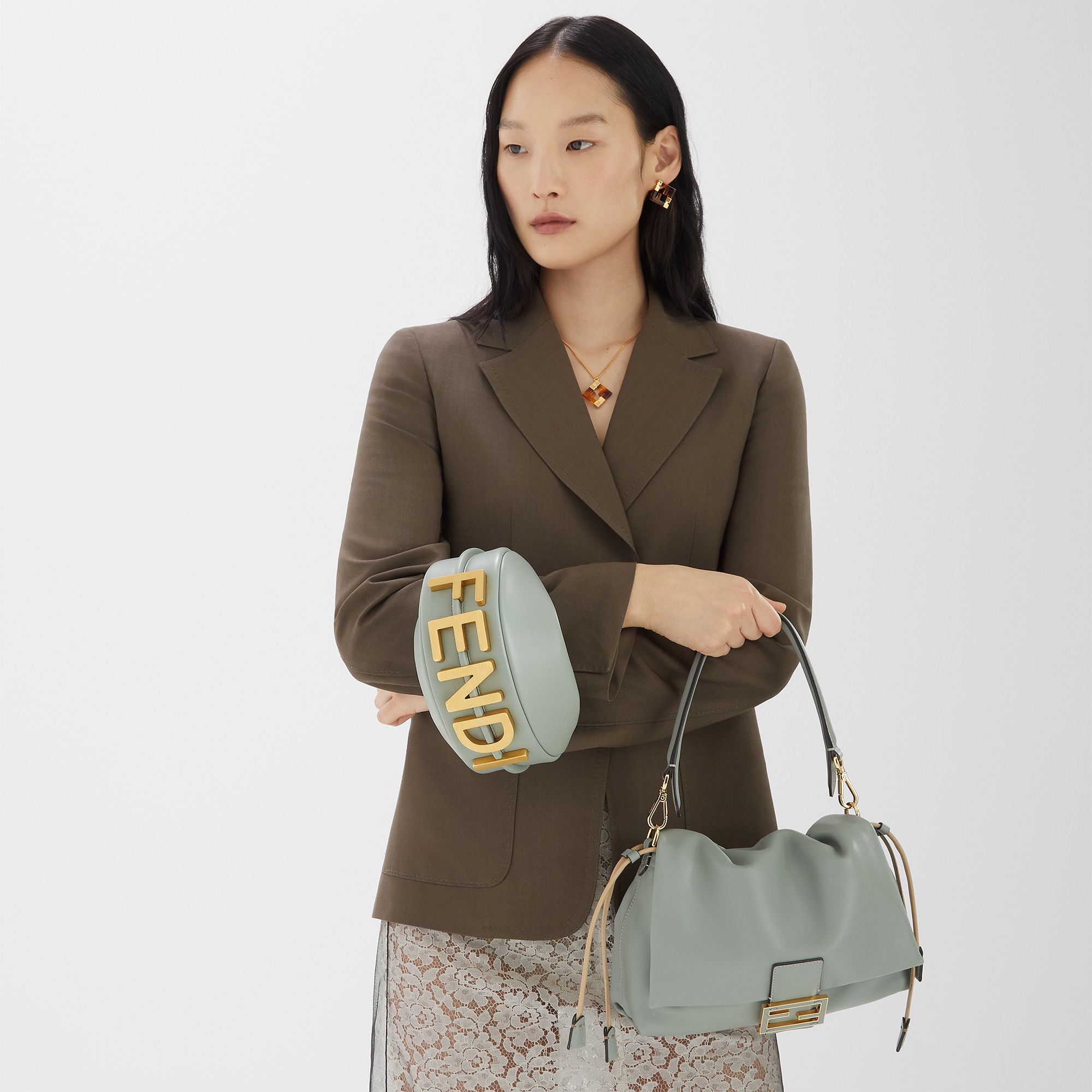 Fendigraphy Mini Matcha green leather mini-bag