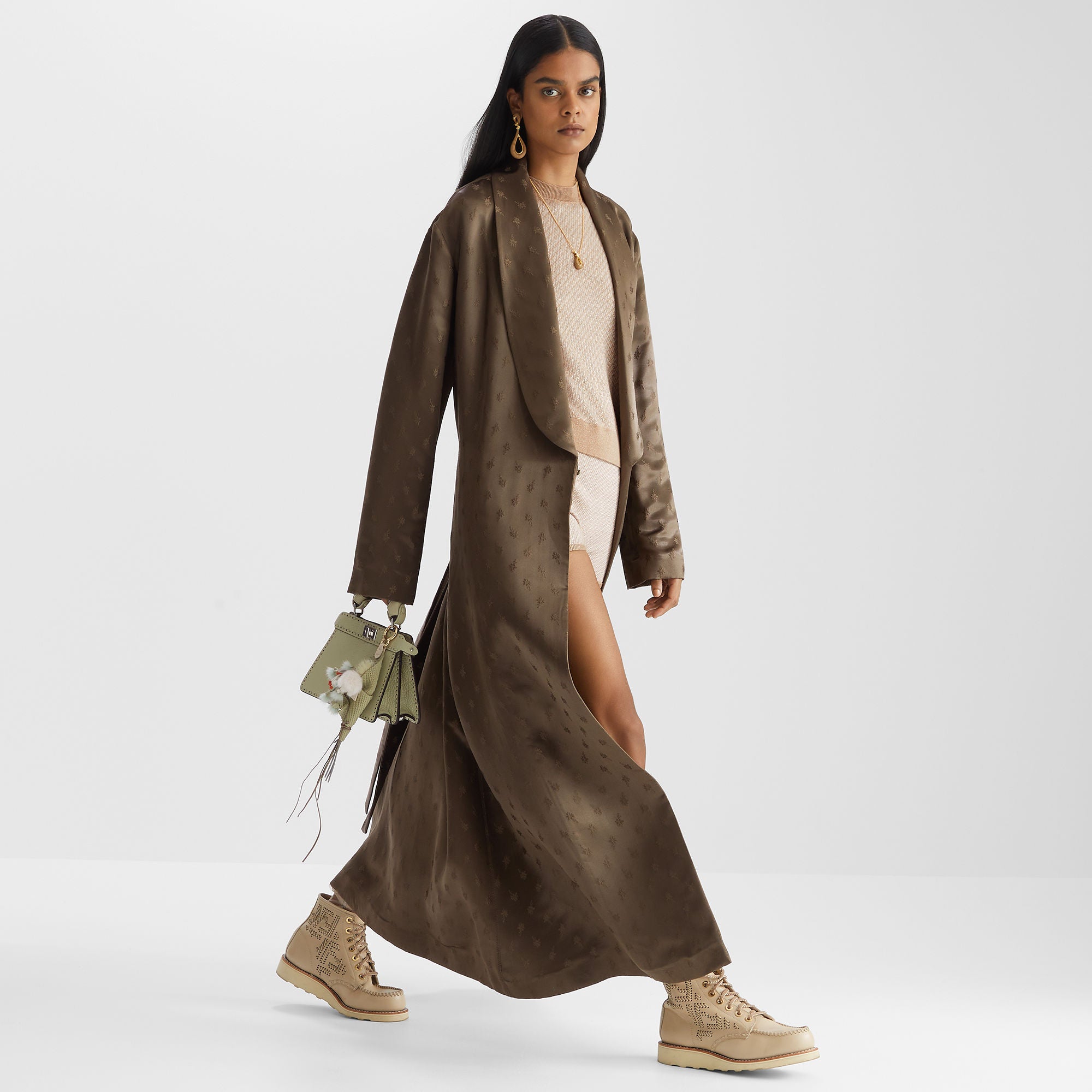 Peekaboo ISeeU Petite Sage green Selleria bag with 306 hand-sewn topstitches