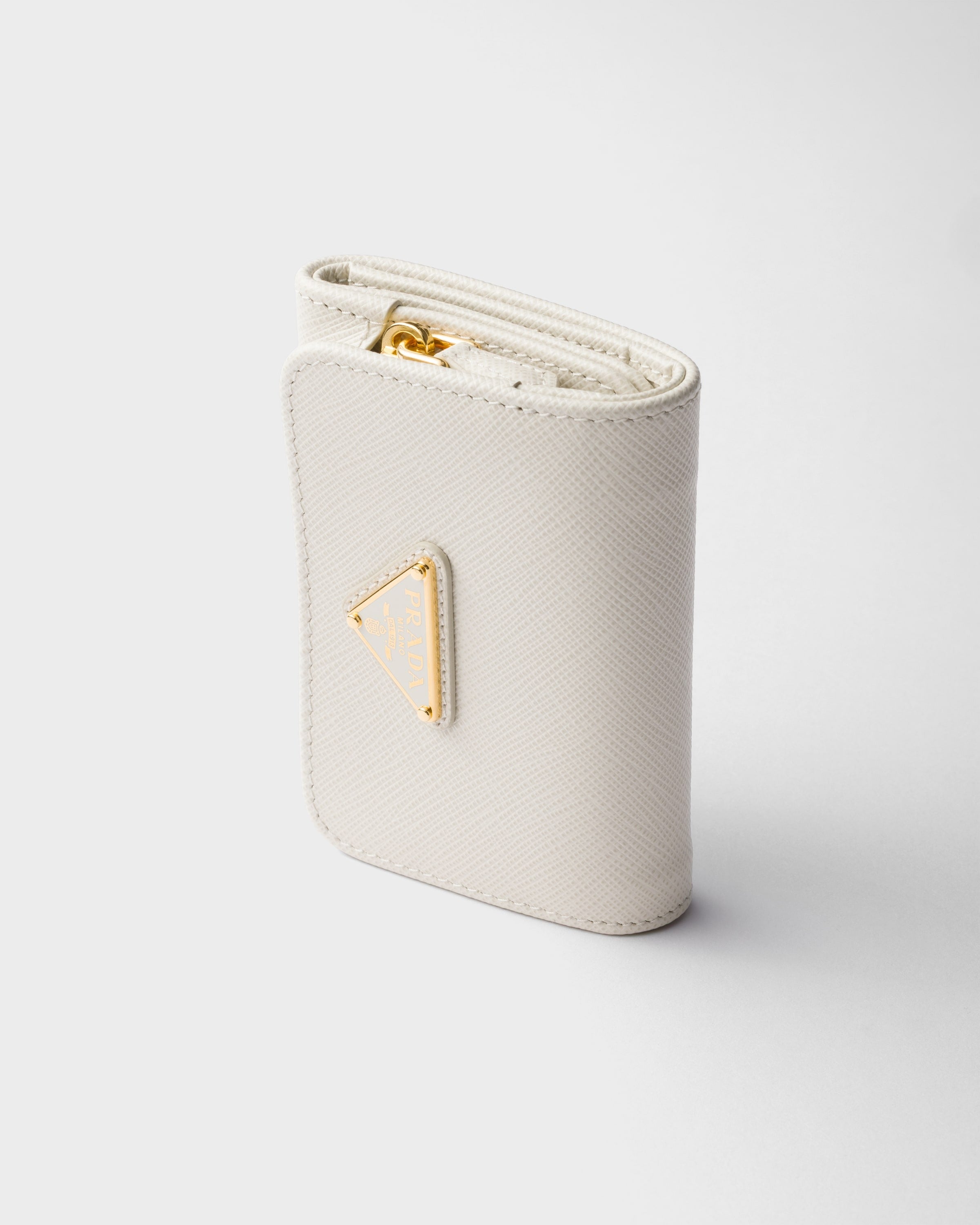 Small Saffiano leather wallet Chalk White