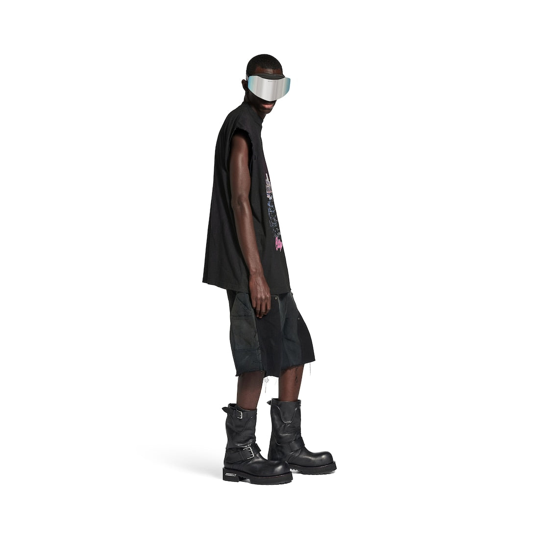 Men's City Of Angels Sleeveless T-shirt in Black Faded