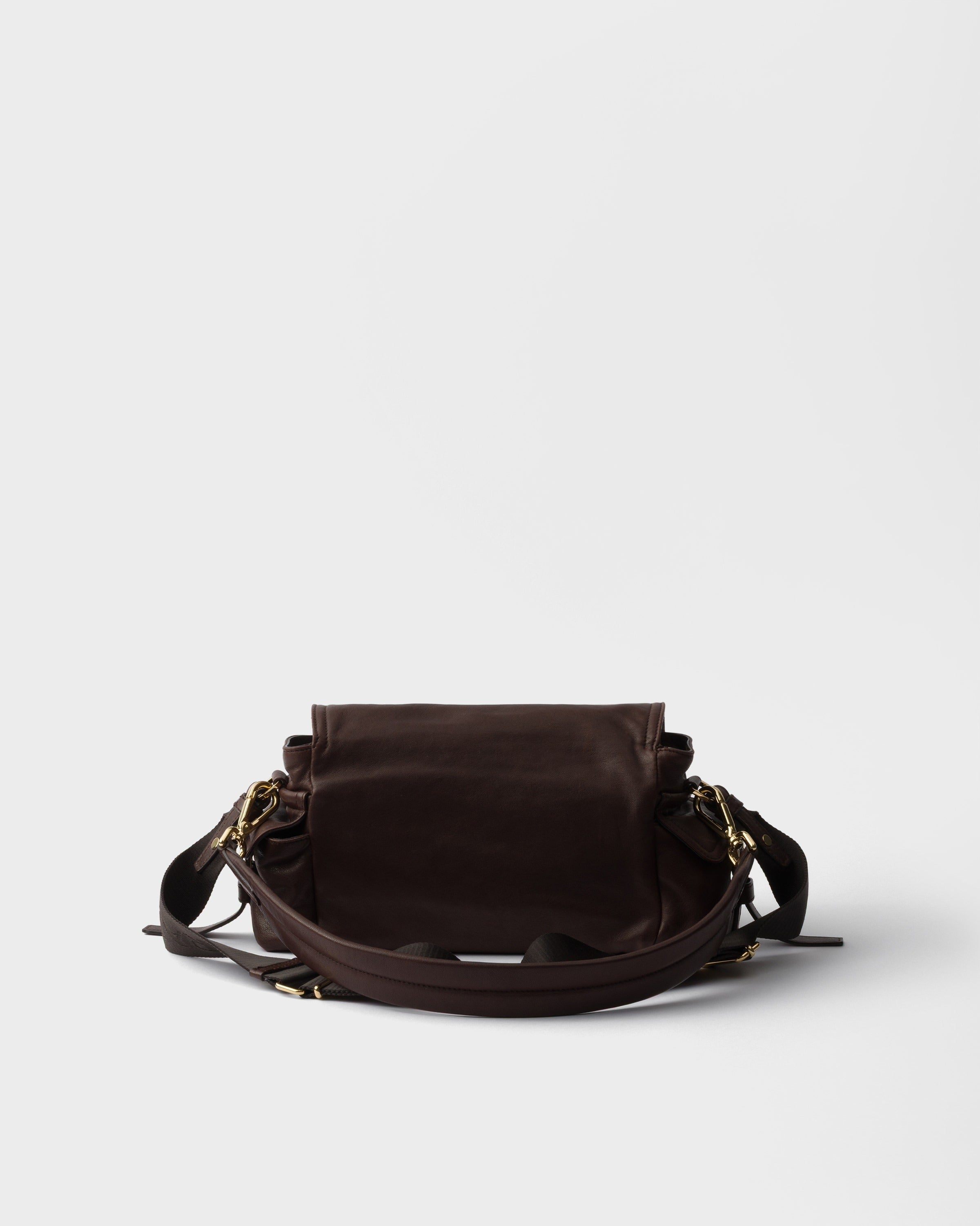 Medium Prada Explore nappa leather shoulder bag with flap Sienna