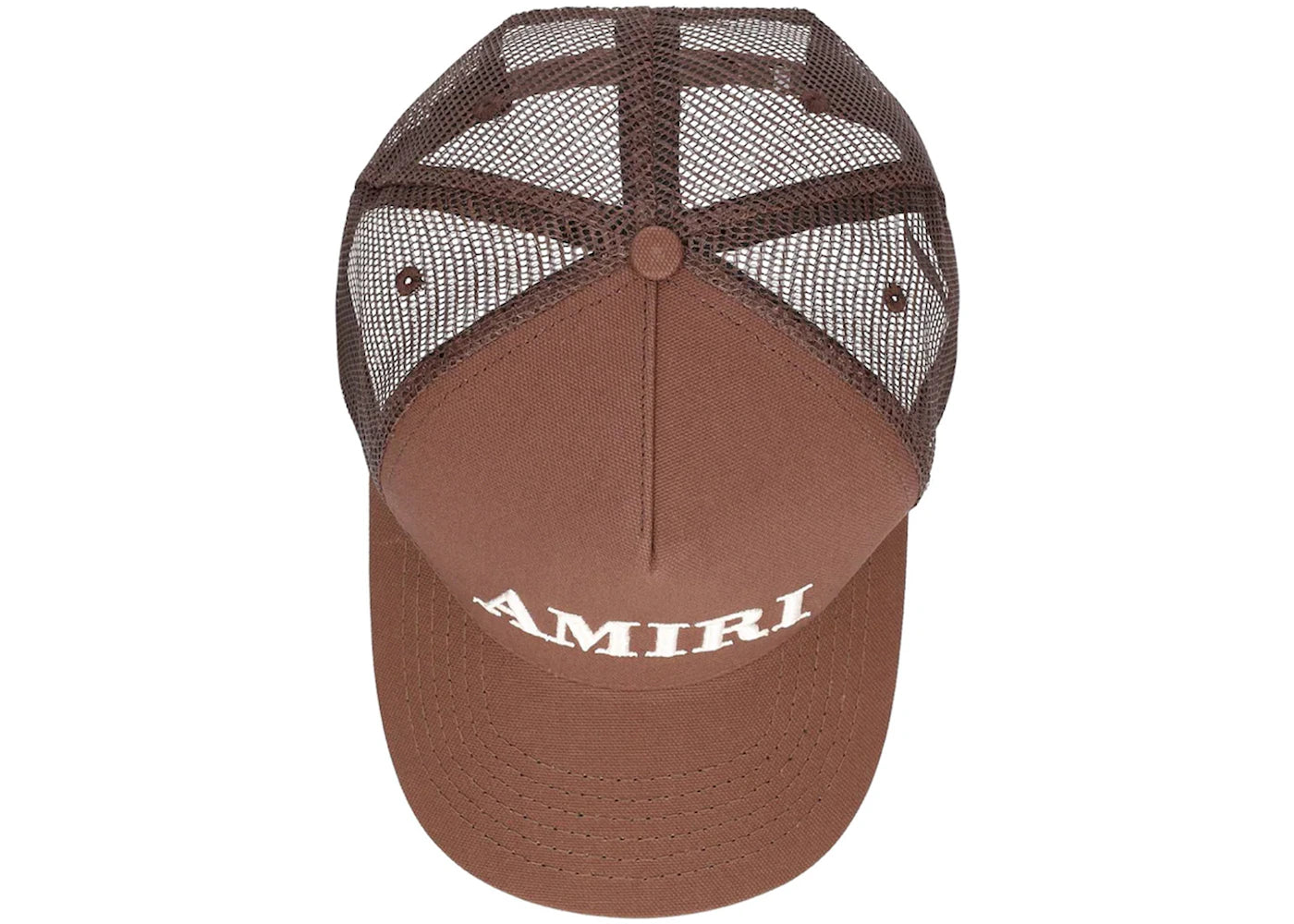 AMIRI Logo Cotton Canvas Trucker Hat Brown