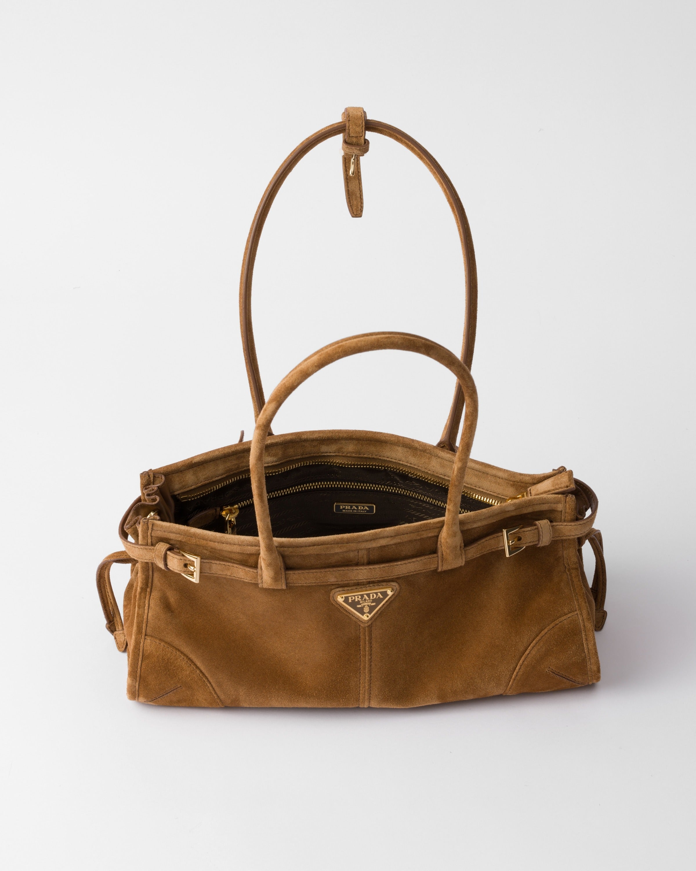 Prada Bonnie medium suede handbag Cinnamon