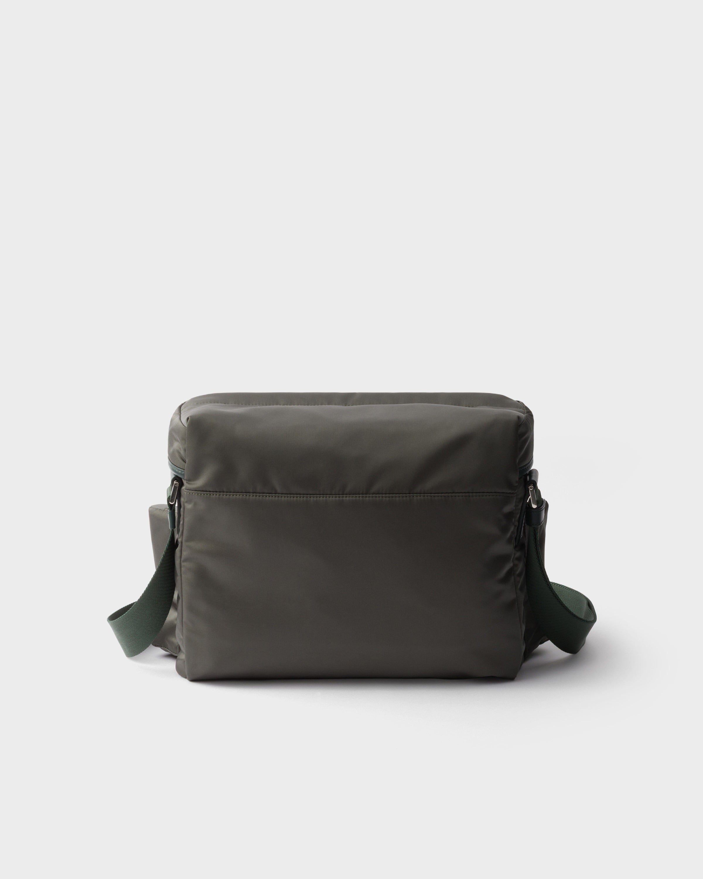Re-Nylon and leather shoulder bag Forest Green