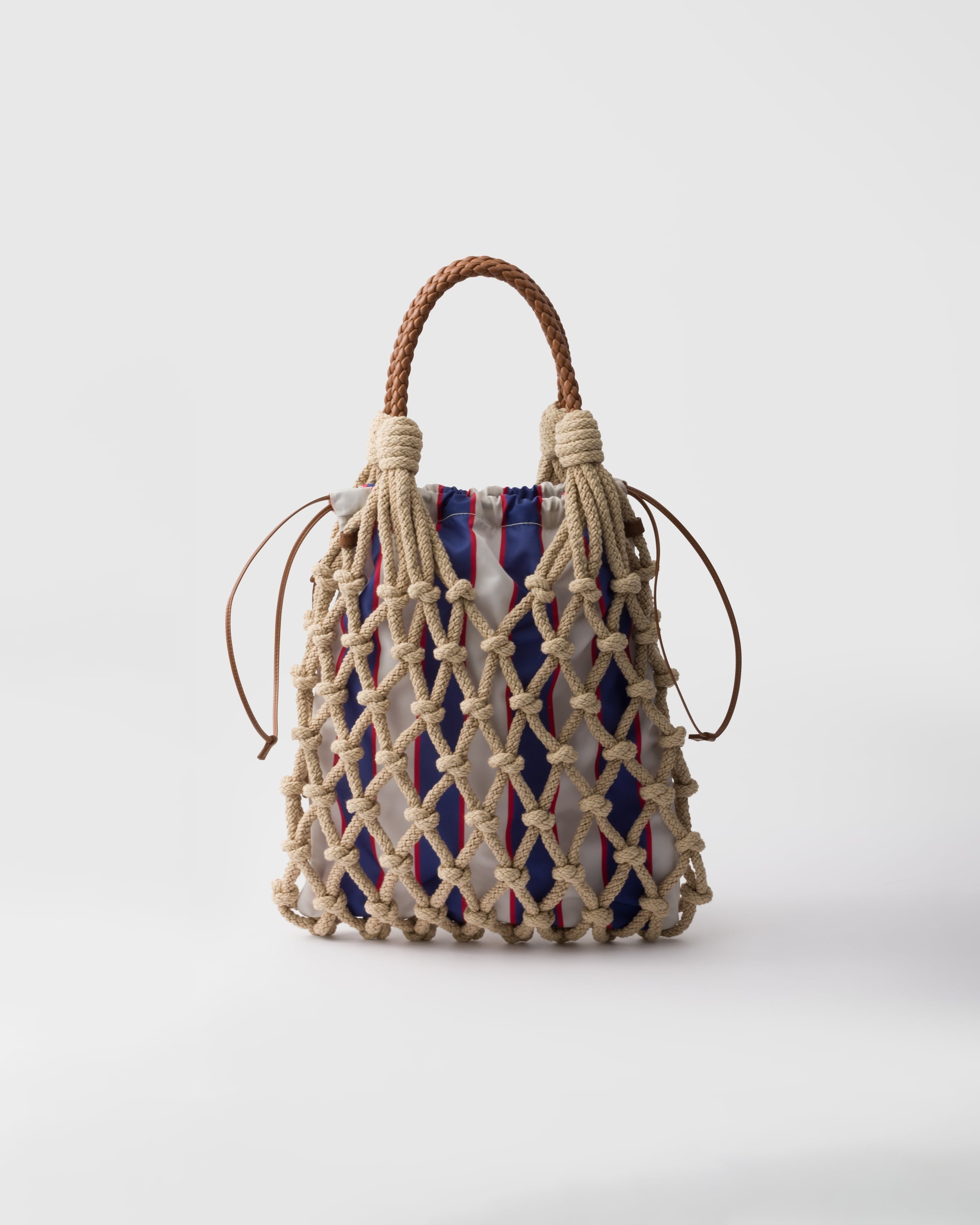 Prada Noué medium cotton macramé bag Cord/Royal Blue