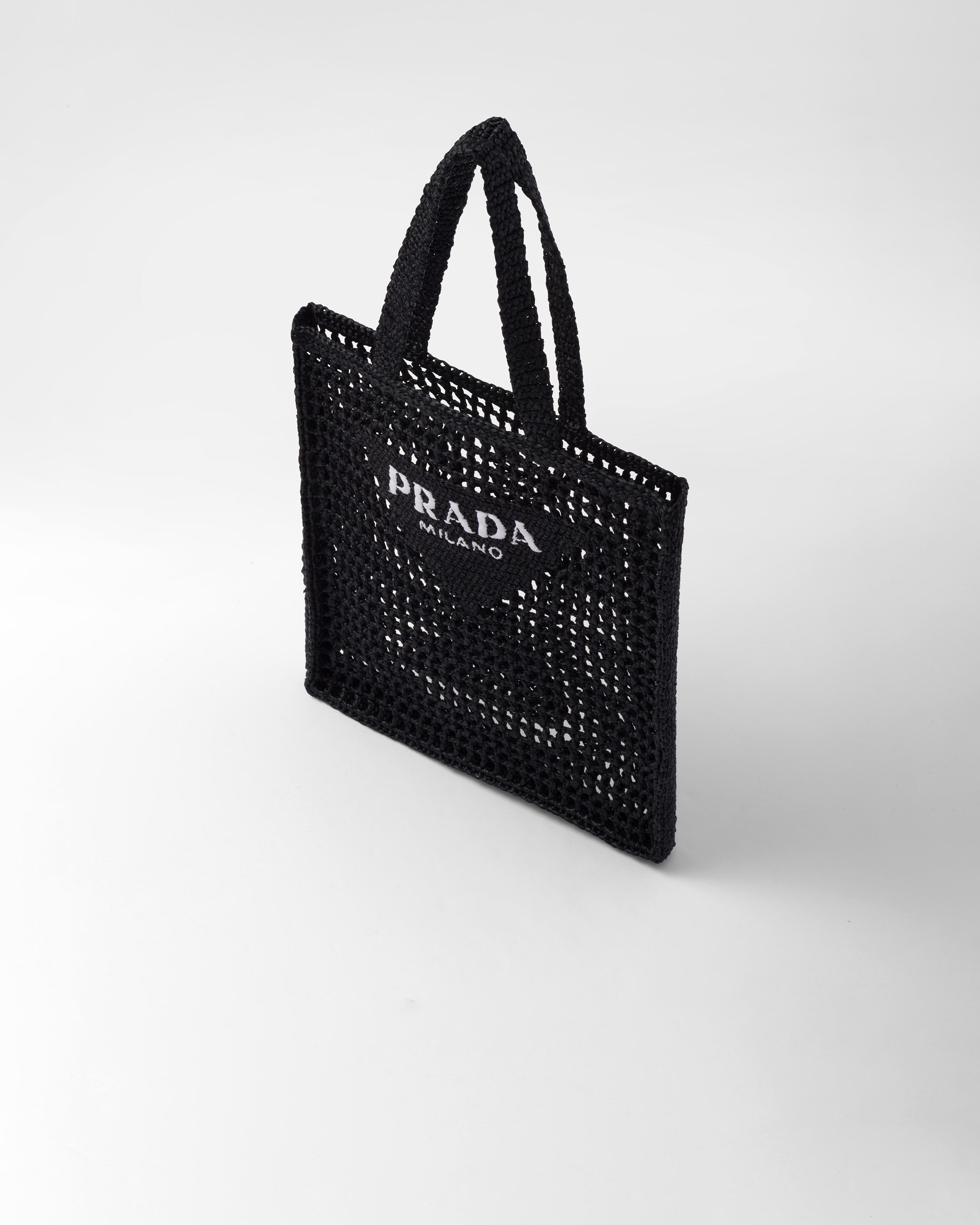 Crochet tote bag with logo Black