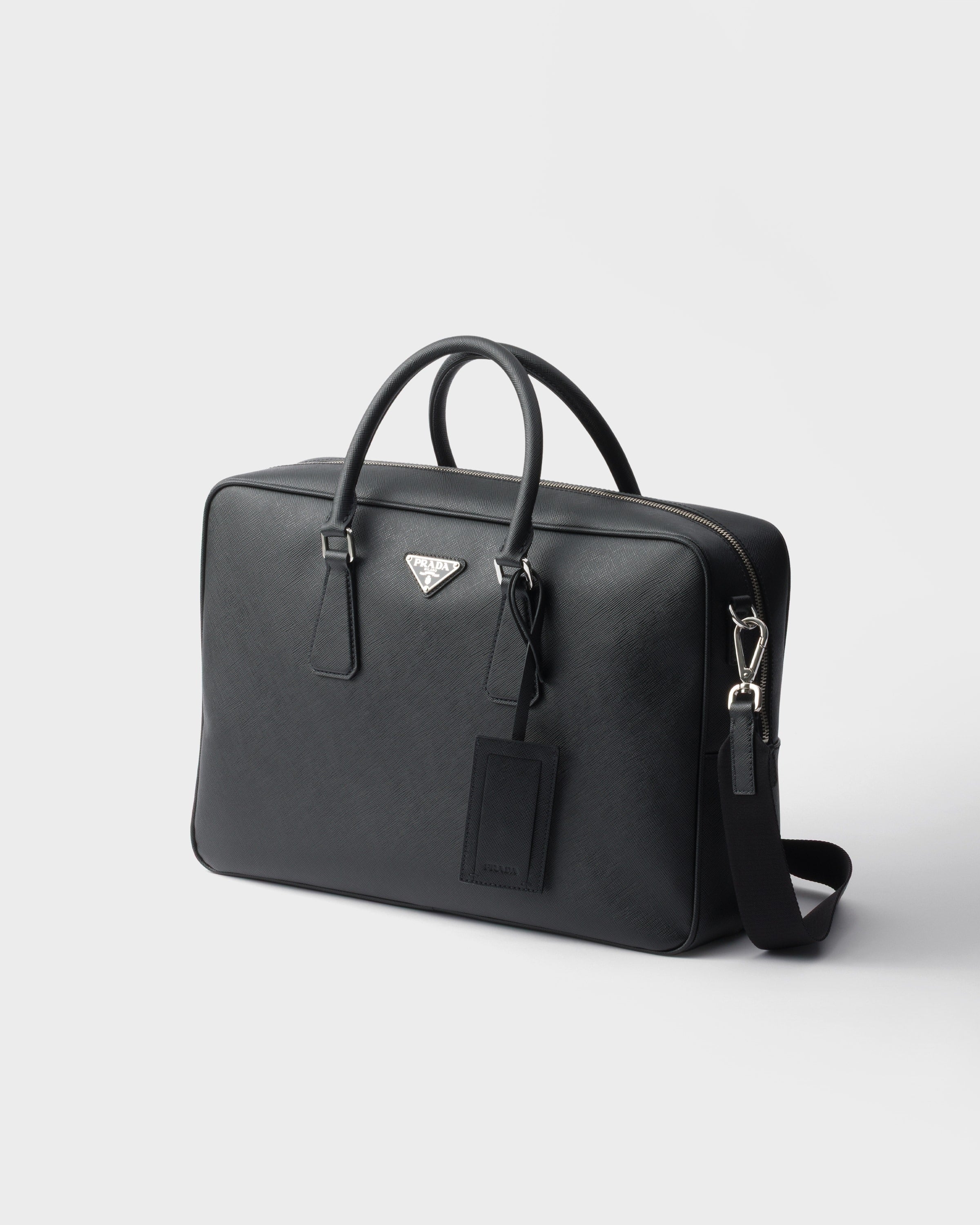 Saffiano leather work bag Black