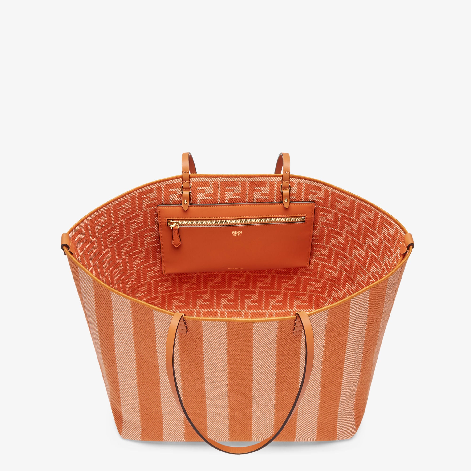Roll Large Reversible shopper in Pequin striped and orange FF fabric
