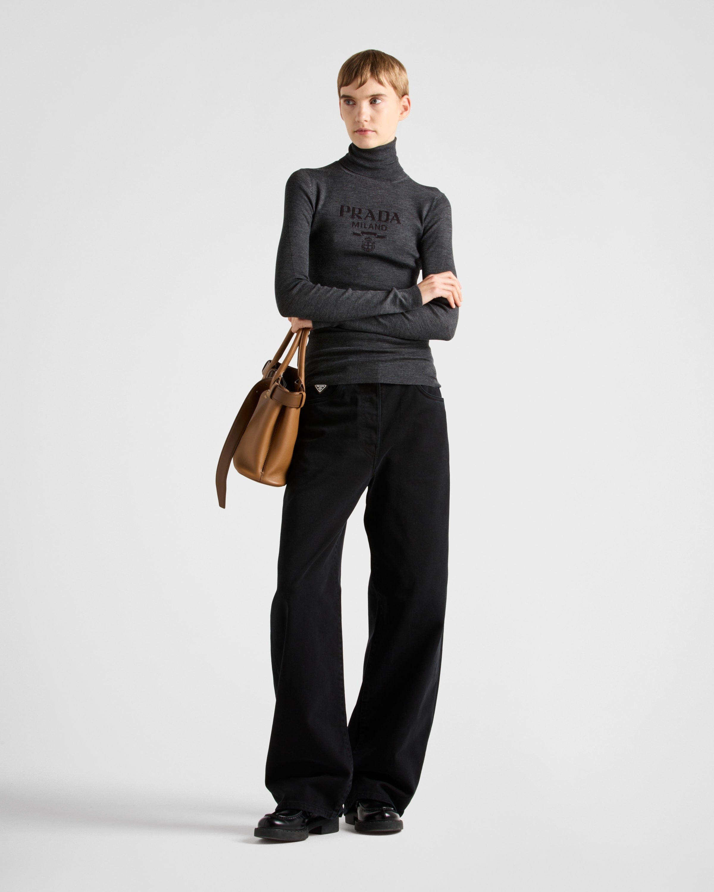 Superfine wool turtleneck sweater Anthracite Gray