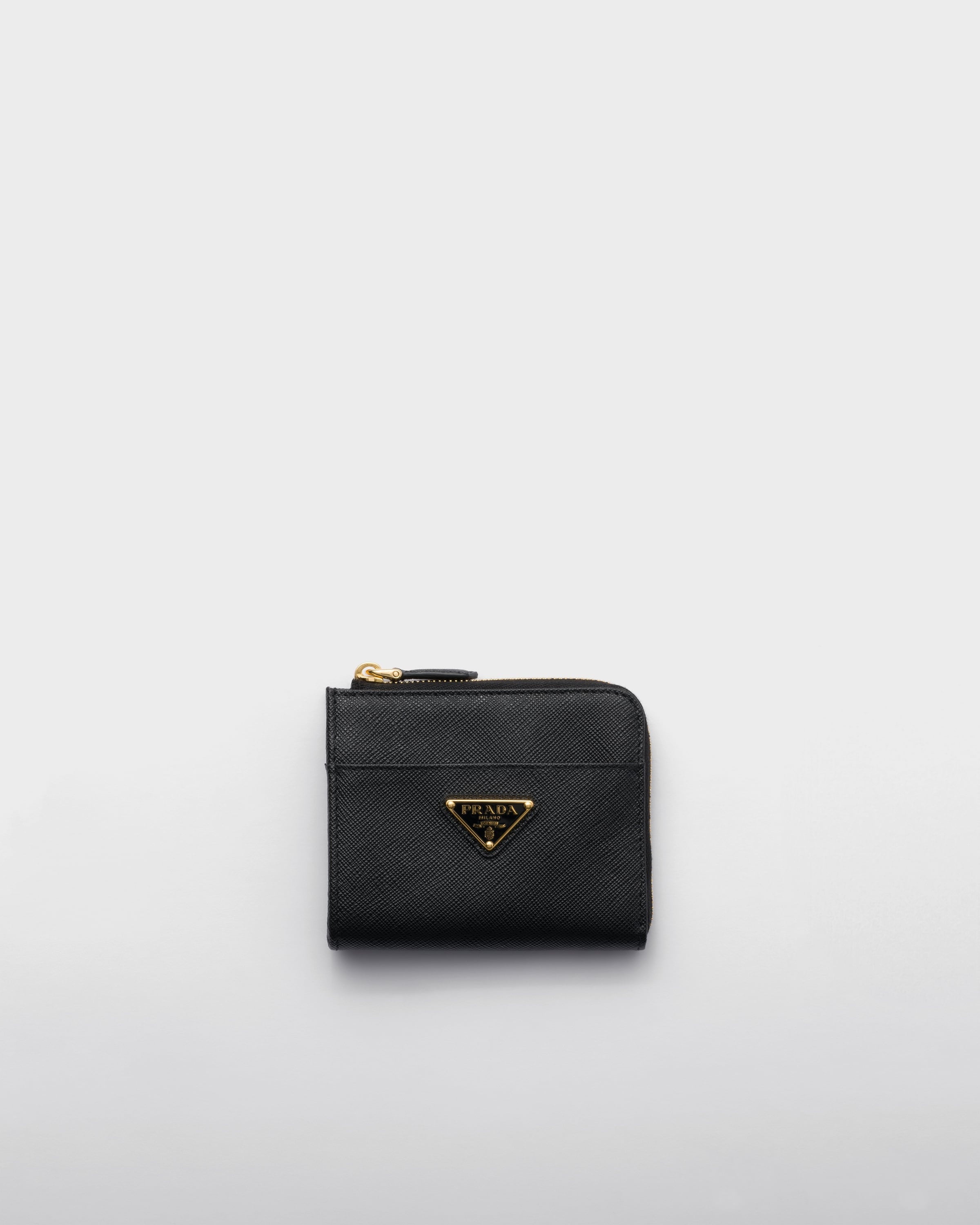 Small Saffiano leather zipper wallet Black