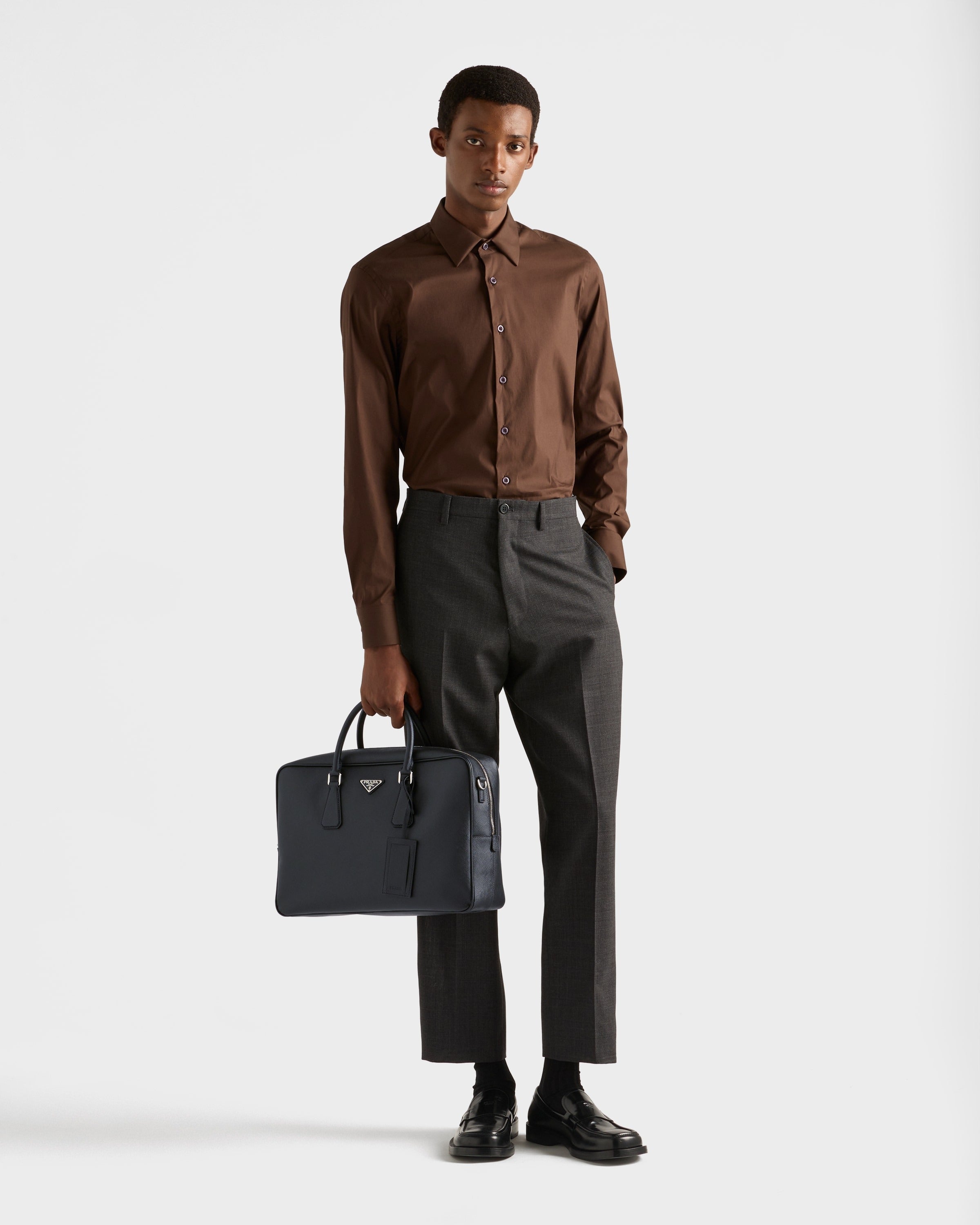 Saffiano leather work bag Black