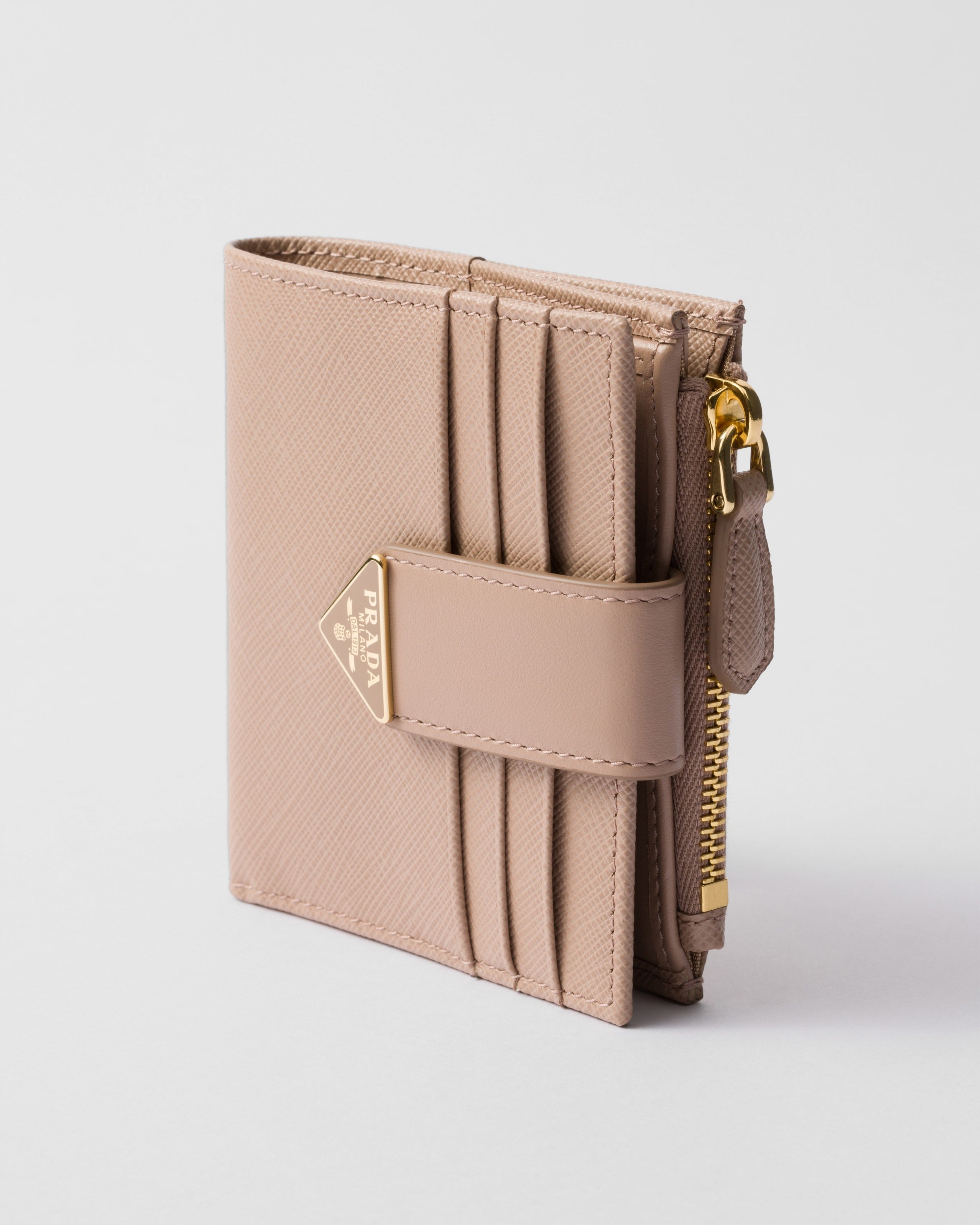 Small Saffiano and smooth leather wallet Powder Pink