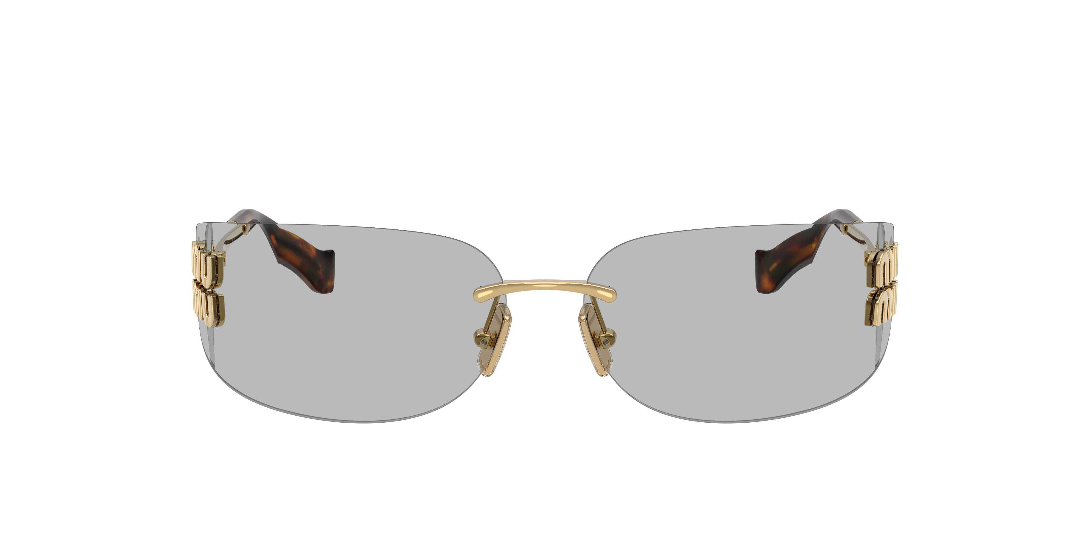 MIU MIU MU A51S Gold - Women Luxury Sunglasses, Light Grey Lens