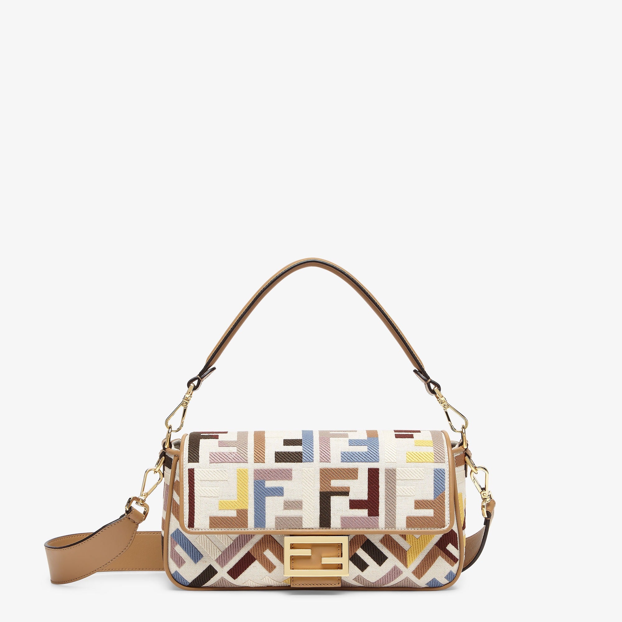 Baguette Multicolor canvas bag with FF embroidery