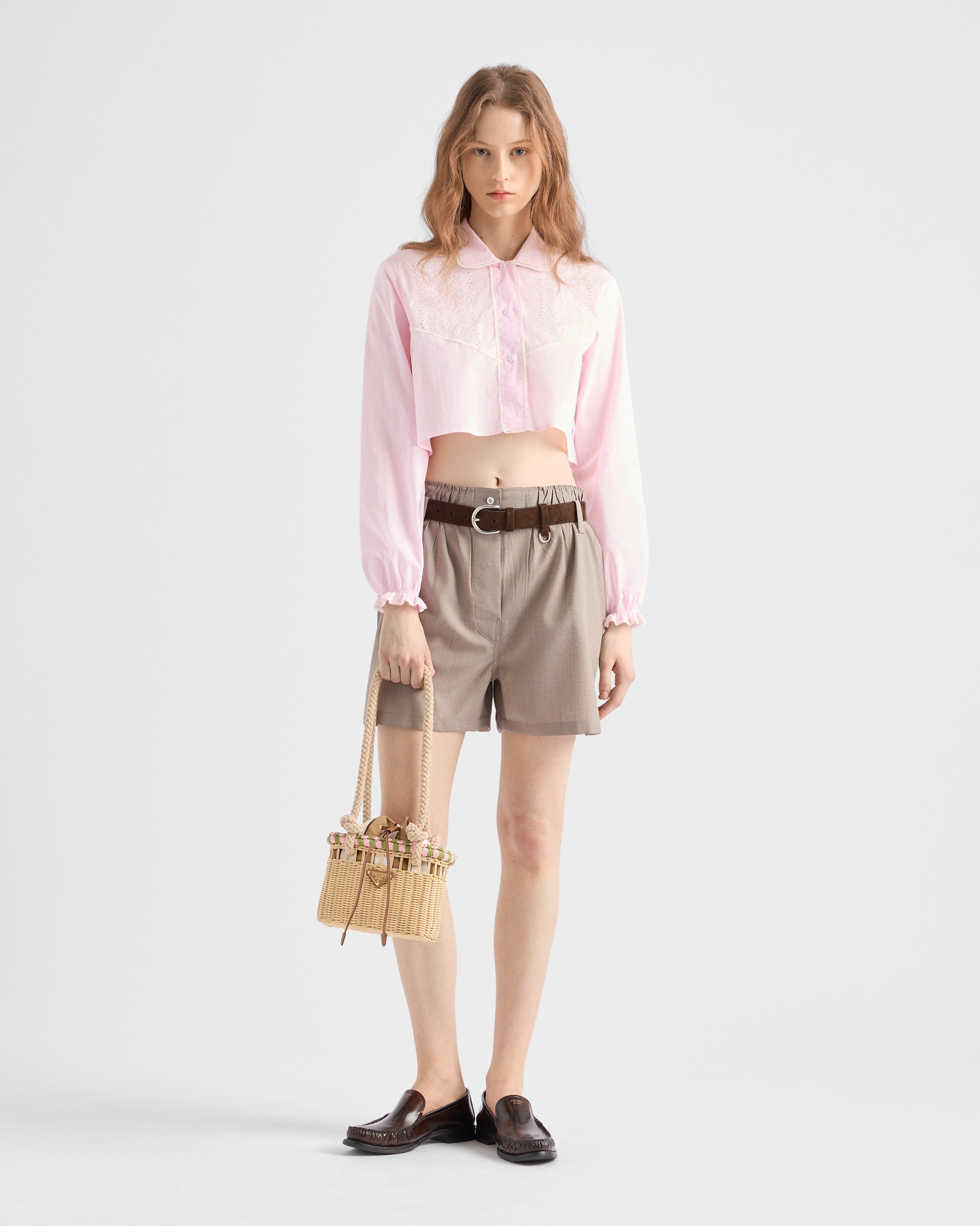 Wicker mini-bag Tan/Petal Pink