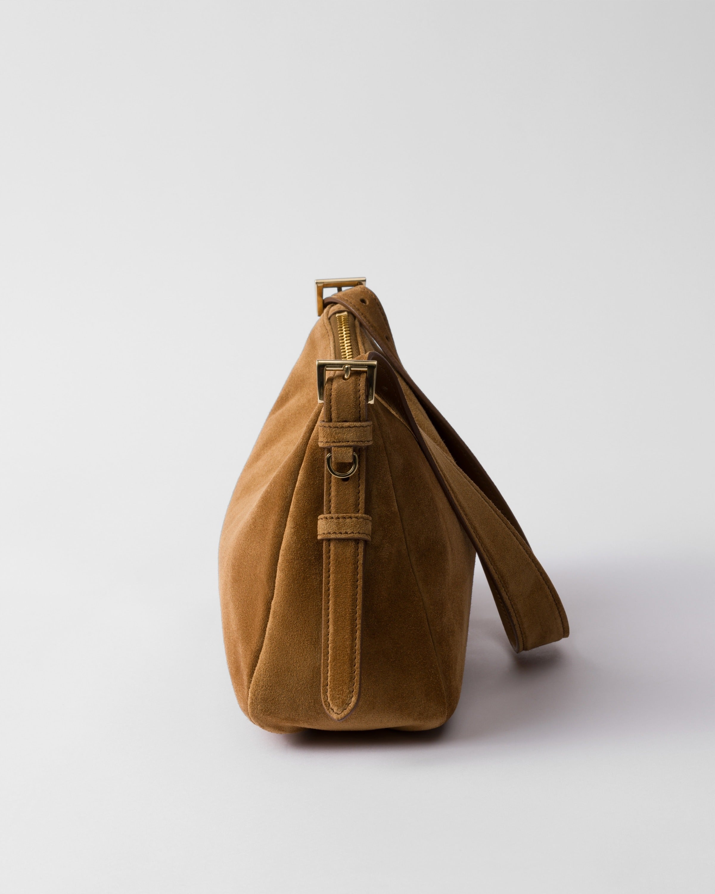 Prada Aimée medium suede shoulder bag Cinnamon