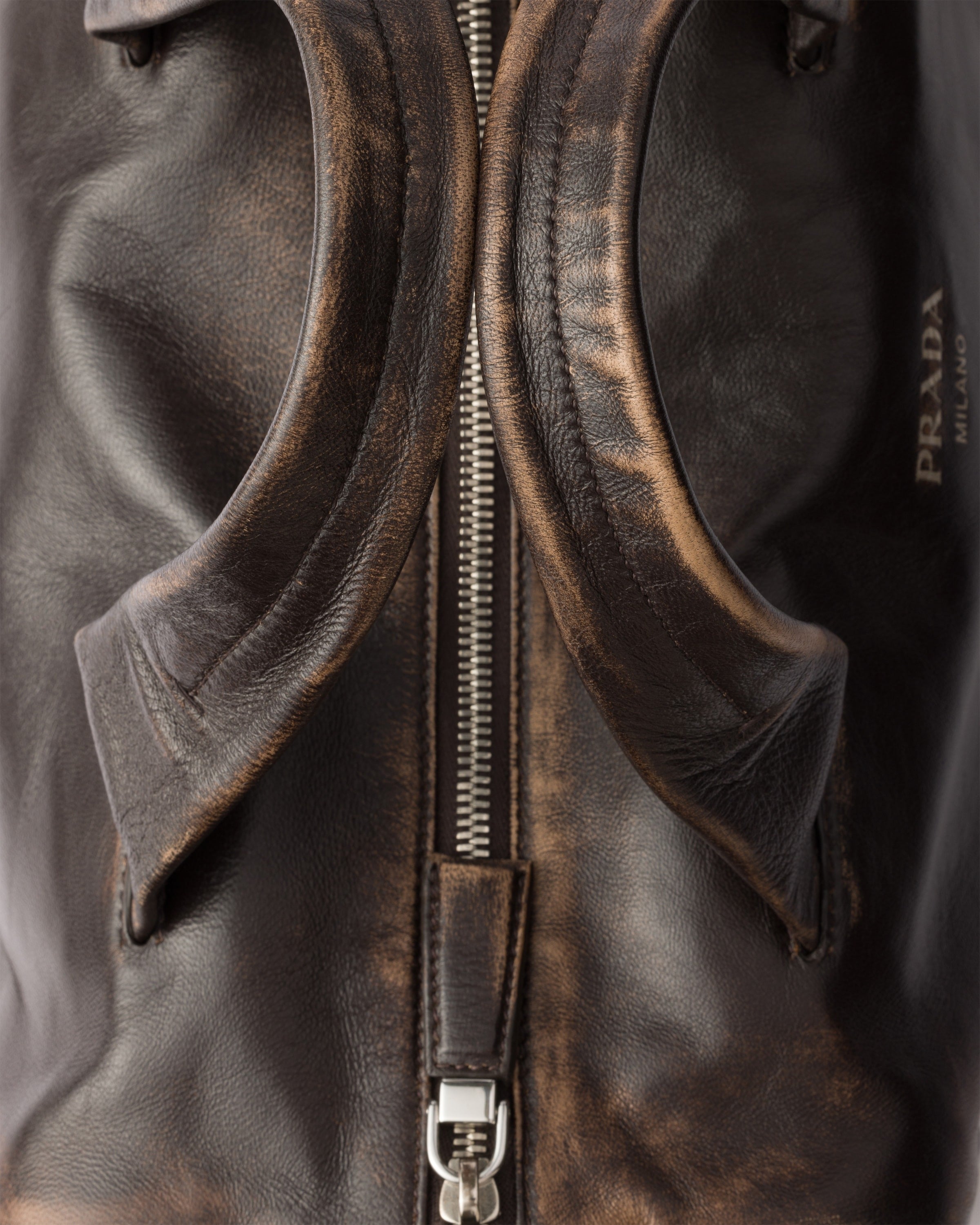Small nappa leather duffle bag Dark Brown