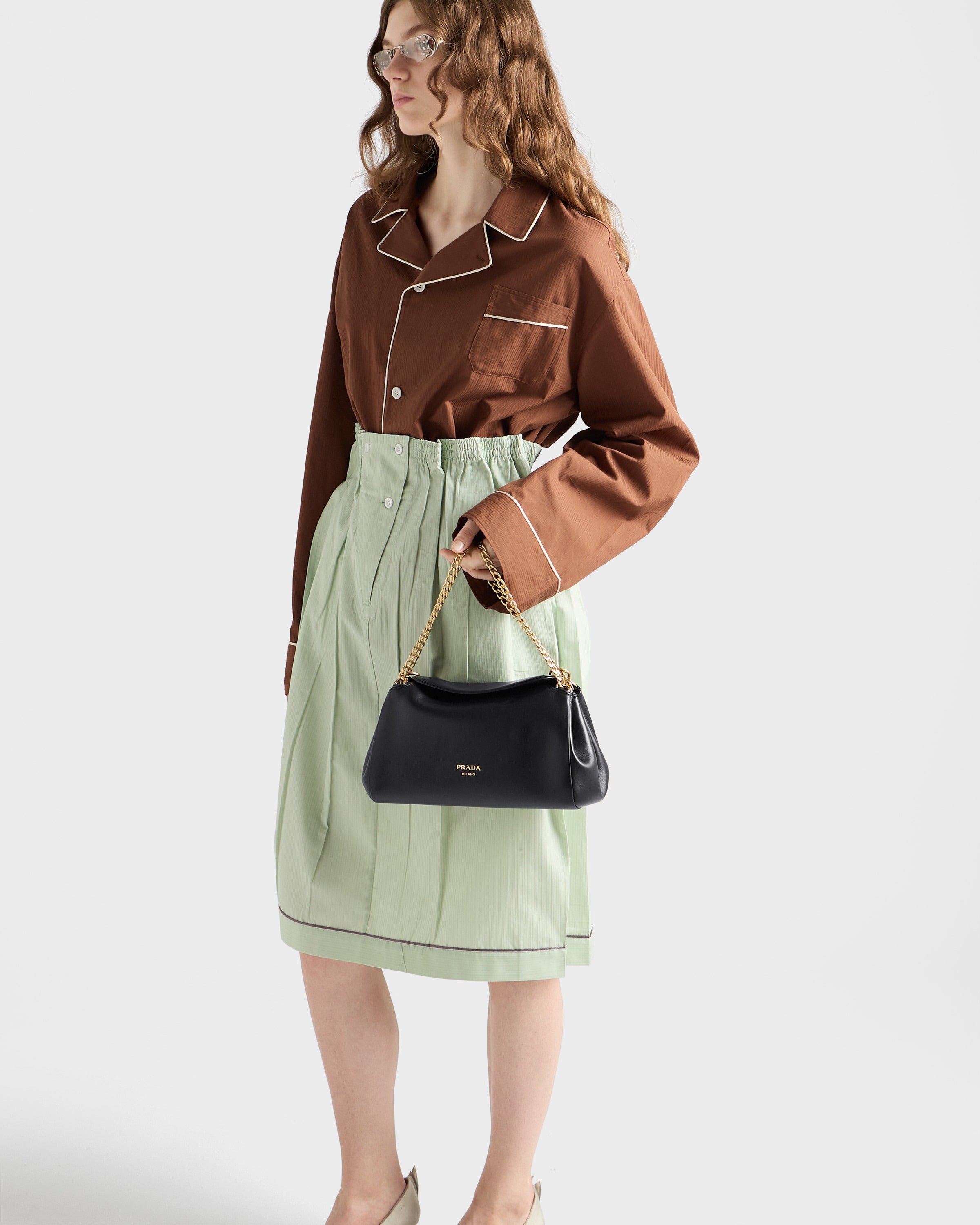 Small Prada Tumulte nappa leather bag Black