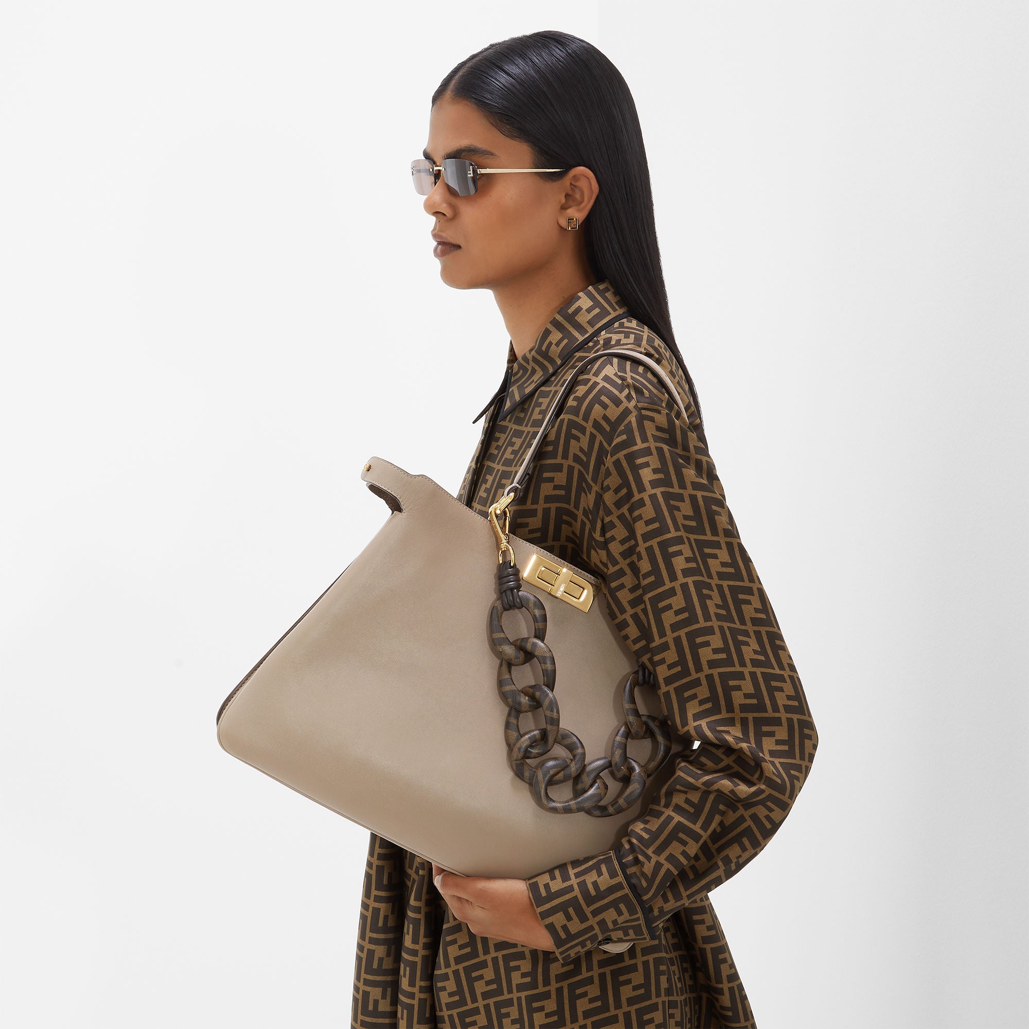 Peekaboo Soft Large Dove gray leather bag