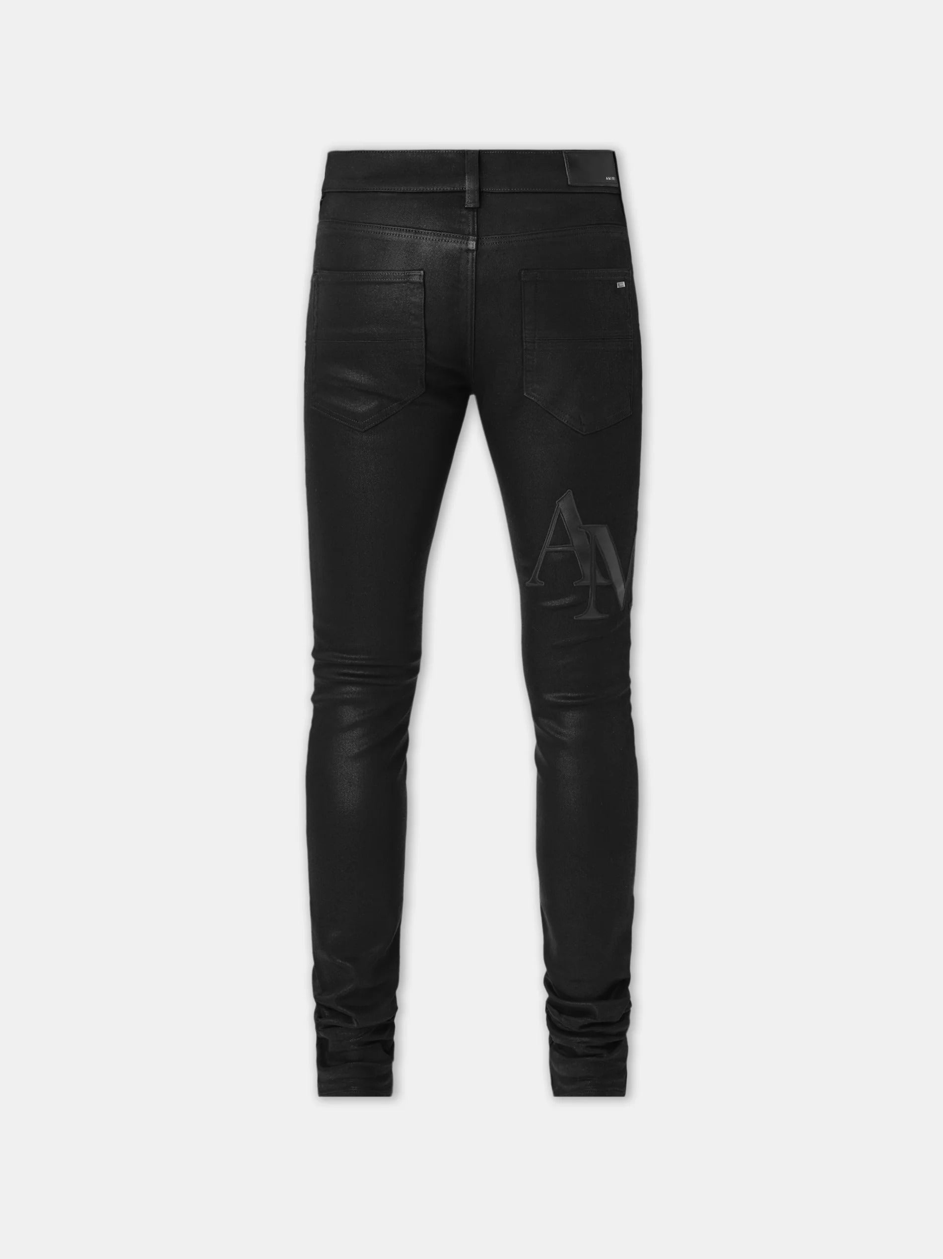 WAXED STAGGERED LOGO SKINNY JEAN Black Wax