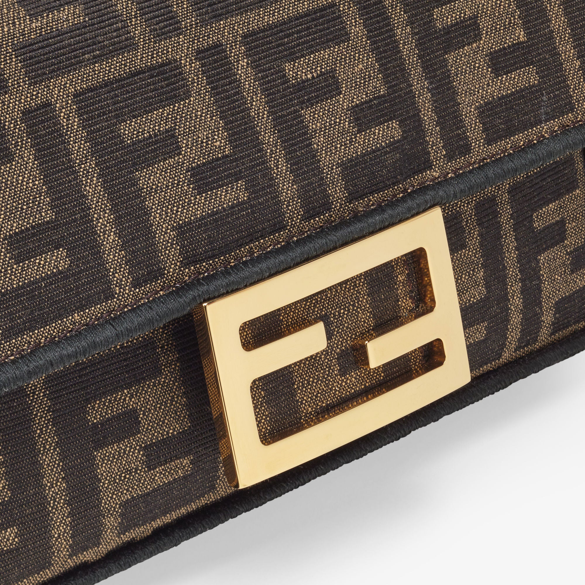 Baguette Mini Brown FF jacquard fabric bag