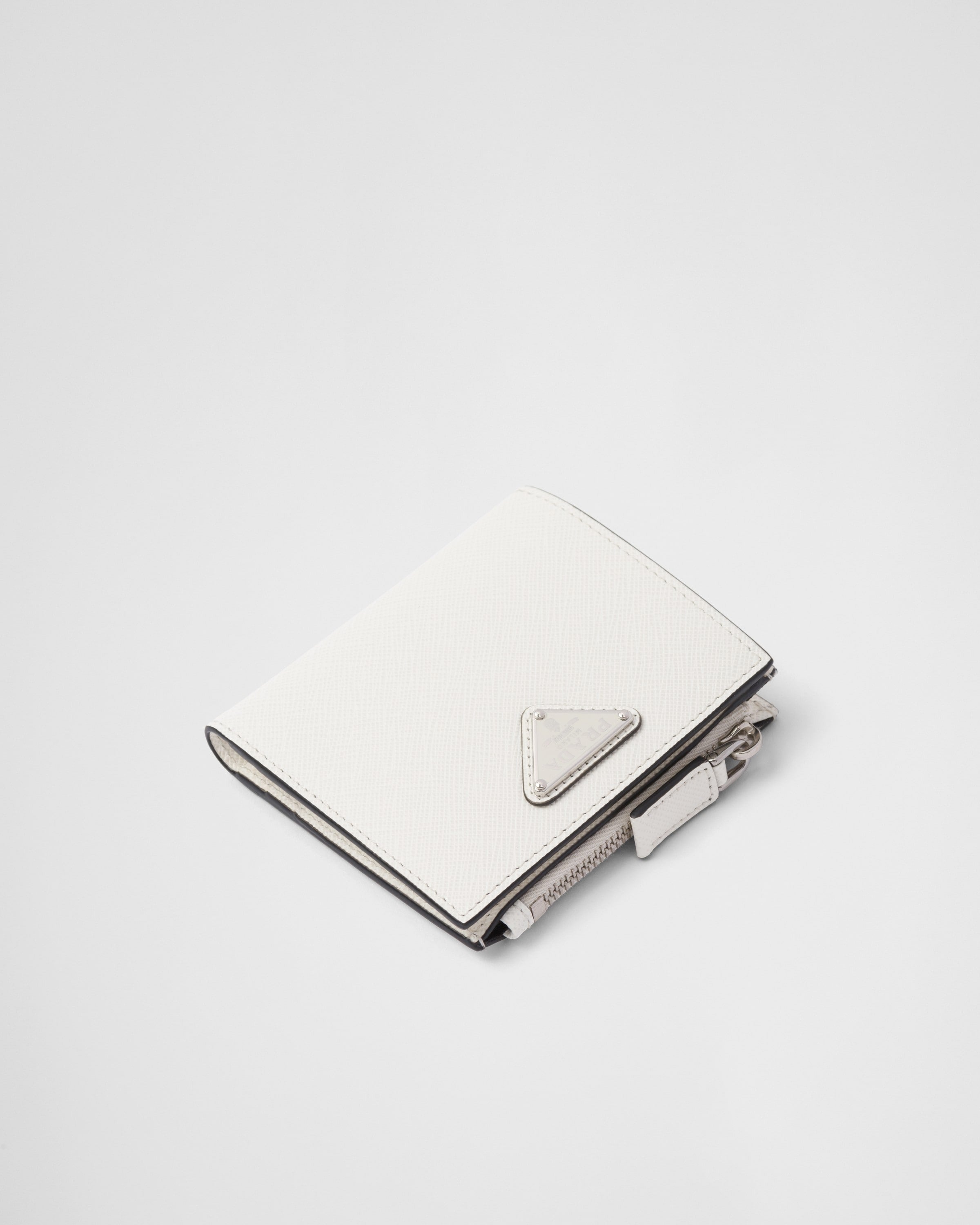 Small Saffiano leather wallet White