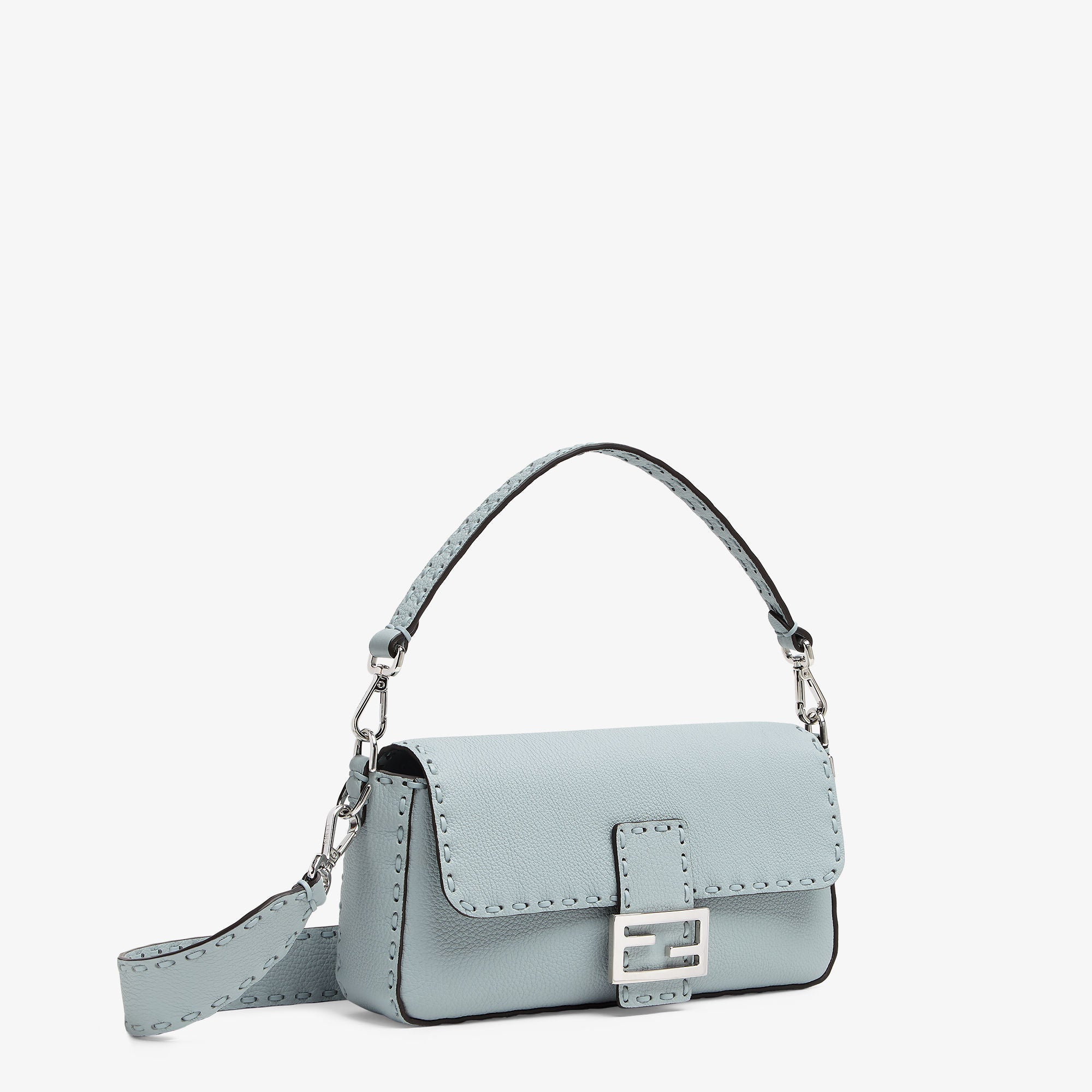 Baguette Light blue Selleria bag with 612 hand-sewn topstitches