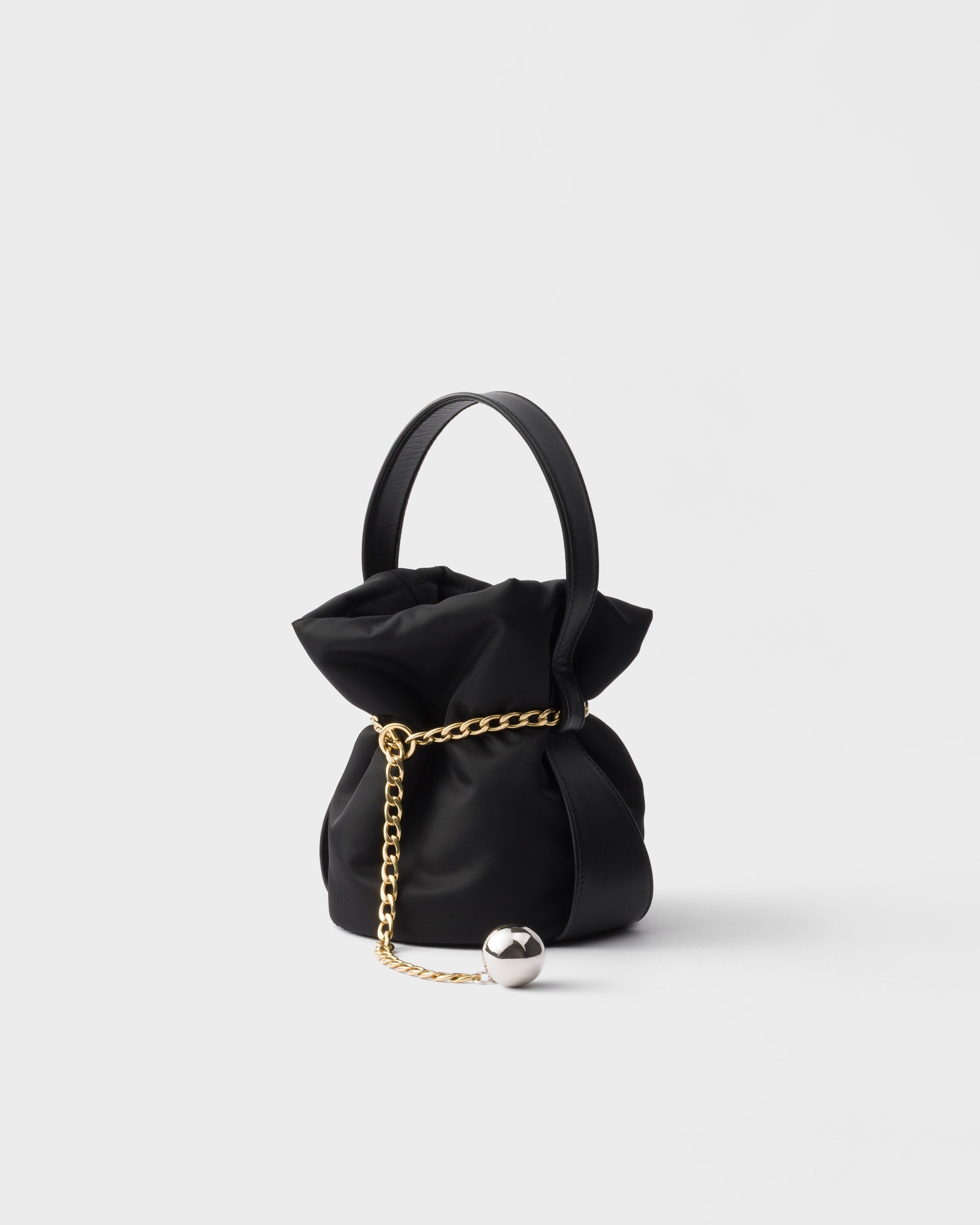 Petit Sac Noir Re-Nylon and nappa leather mini bucket bag Black
