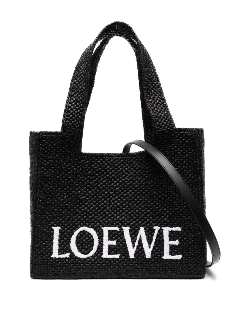 LOEWE Small Loewe Font Raffia Tote Bag