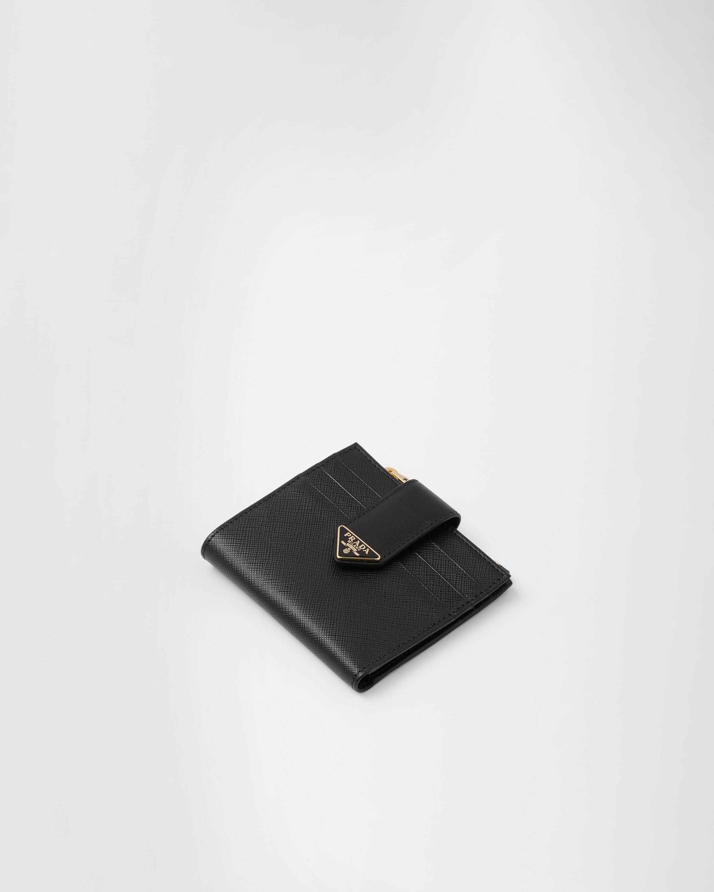 Small Saffiano and smooth leather wallet Black