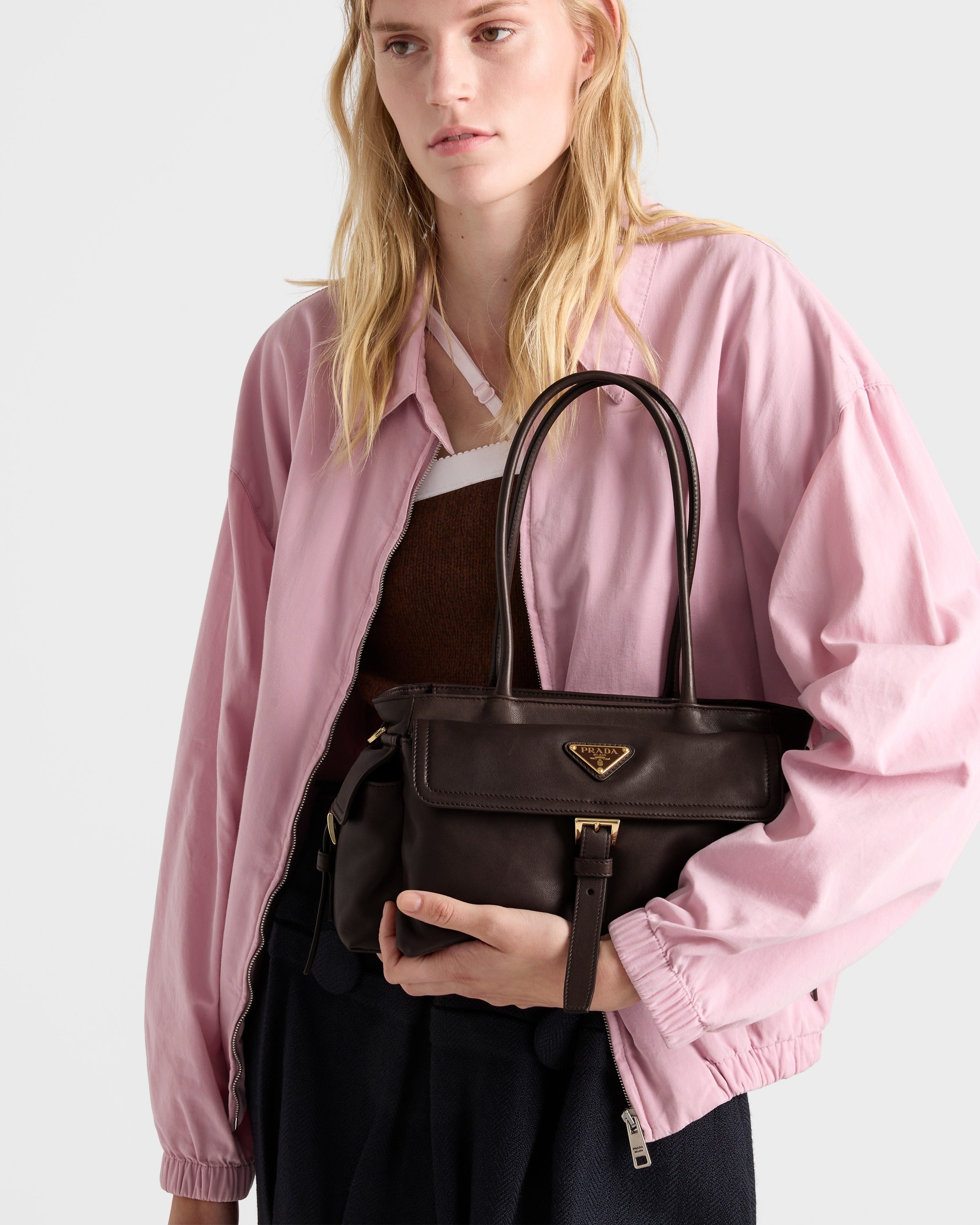 Medium Prada Explore nappa leather tote bag Sienna