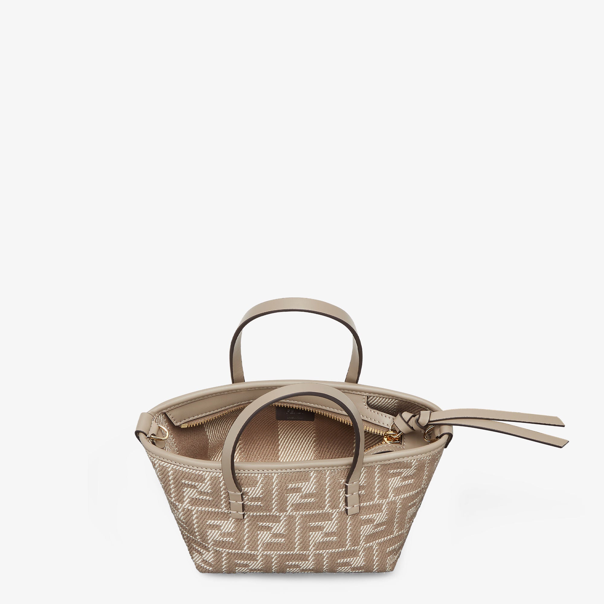 Roll Mini Dove gray denim-effect FF jacquard mini-bag