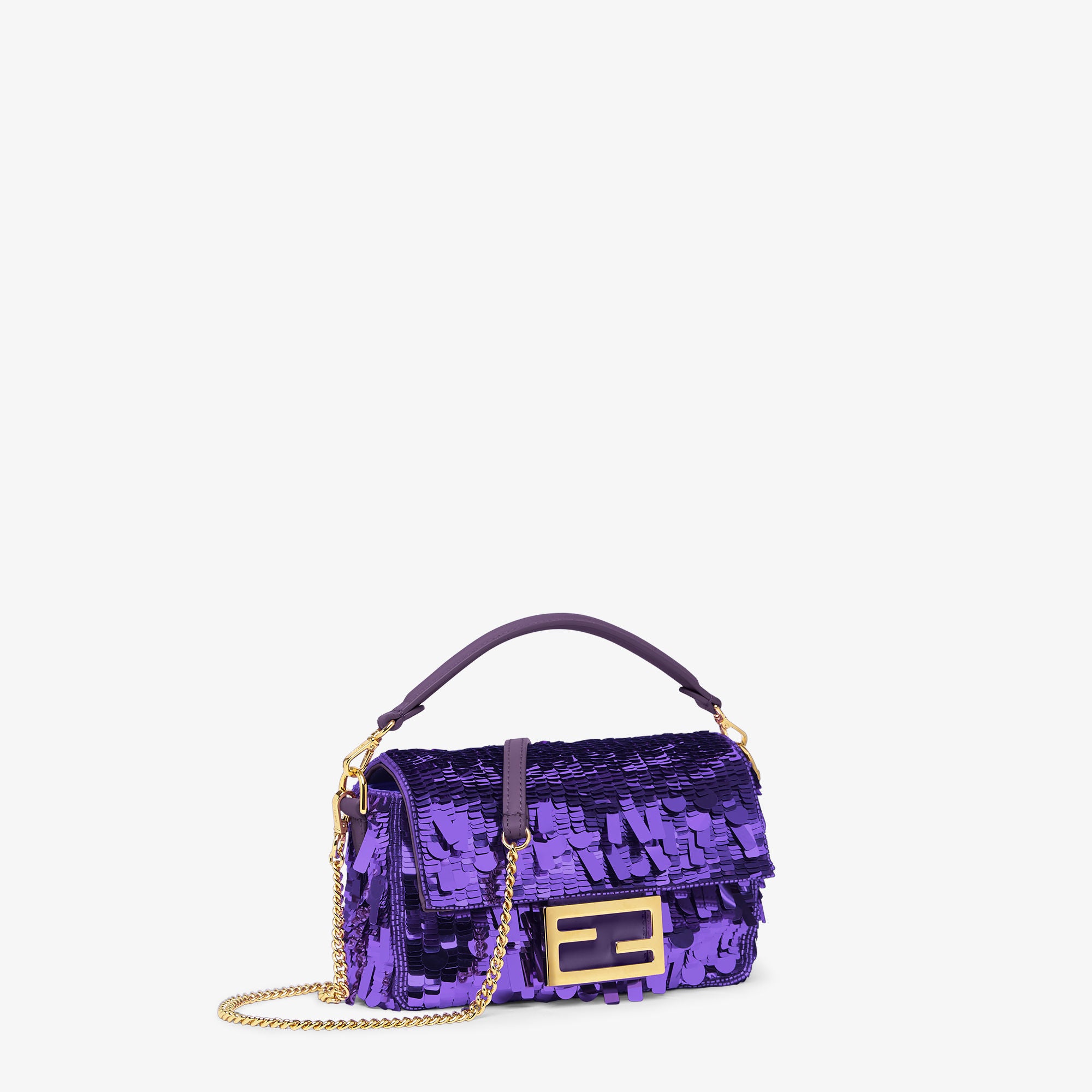 Baguette Mini Bag embroidered with purple sequins