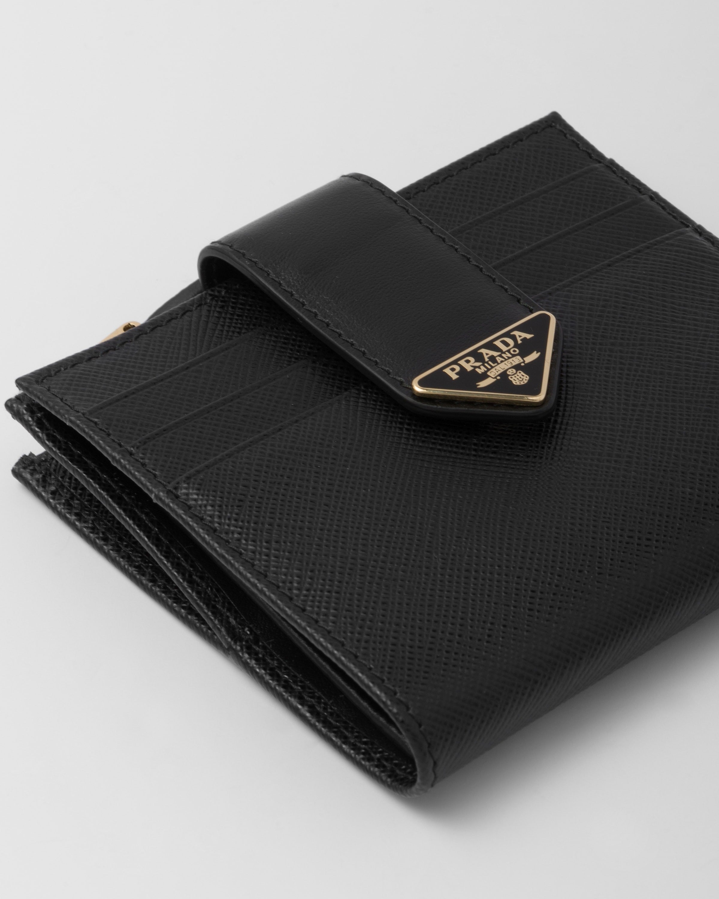 Small Saffiano and smooth leather wallet Black
