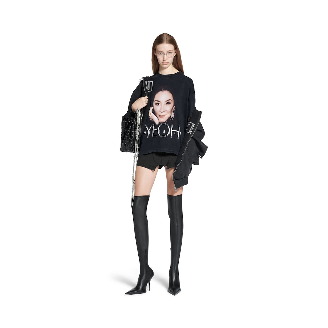 Michelle Boxy T-shirt in Black Faded