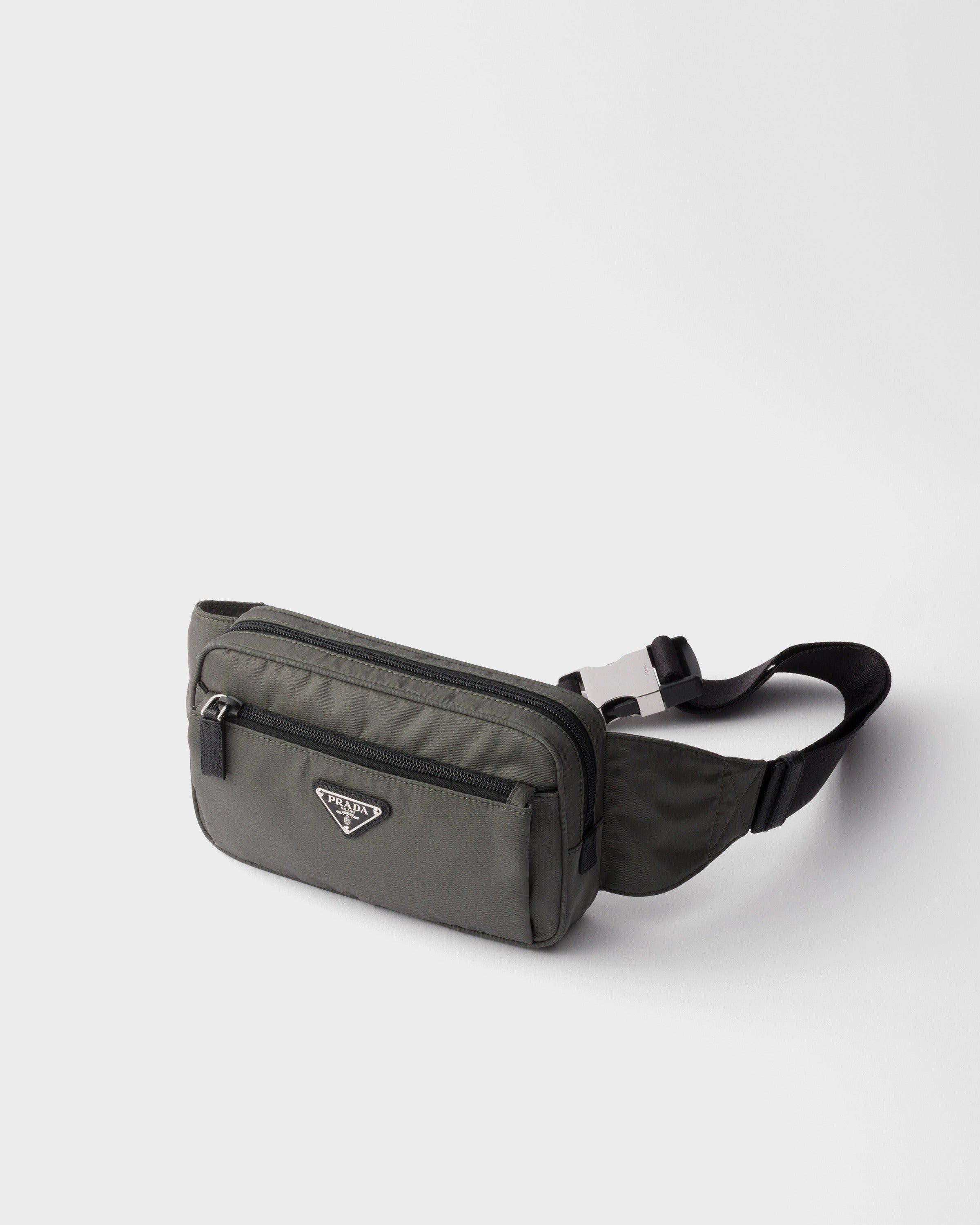 Re-Nylon and Saffiano leather belt bag Forest Green