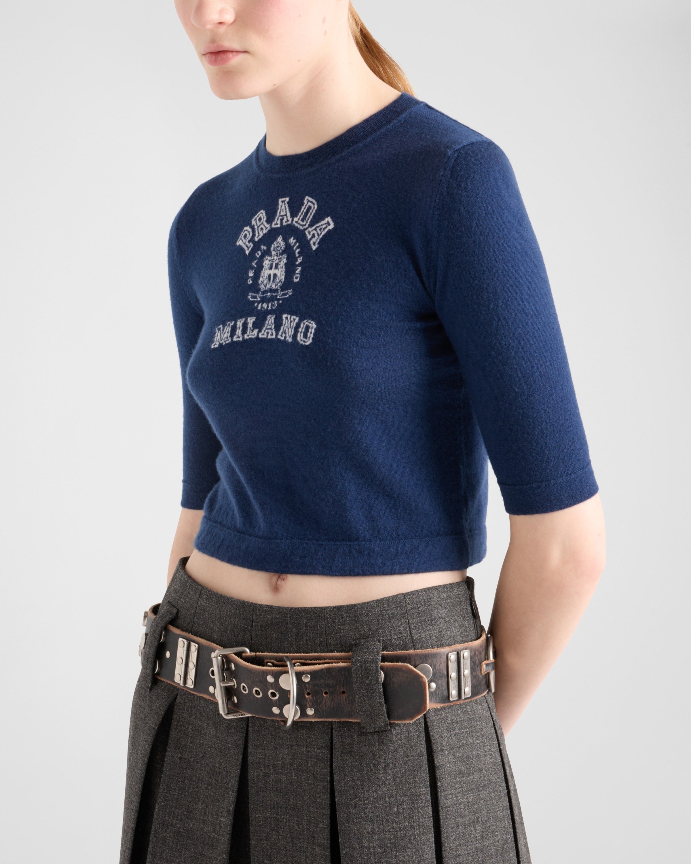Cashmere intarsia sweater Navy