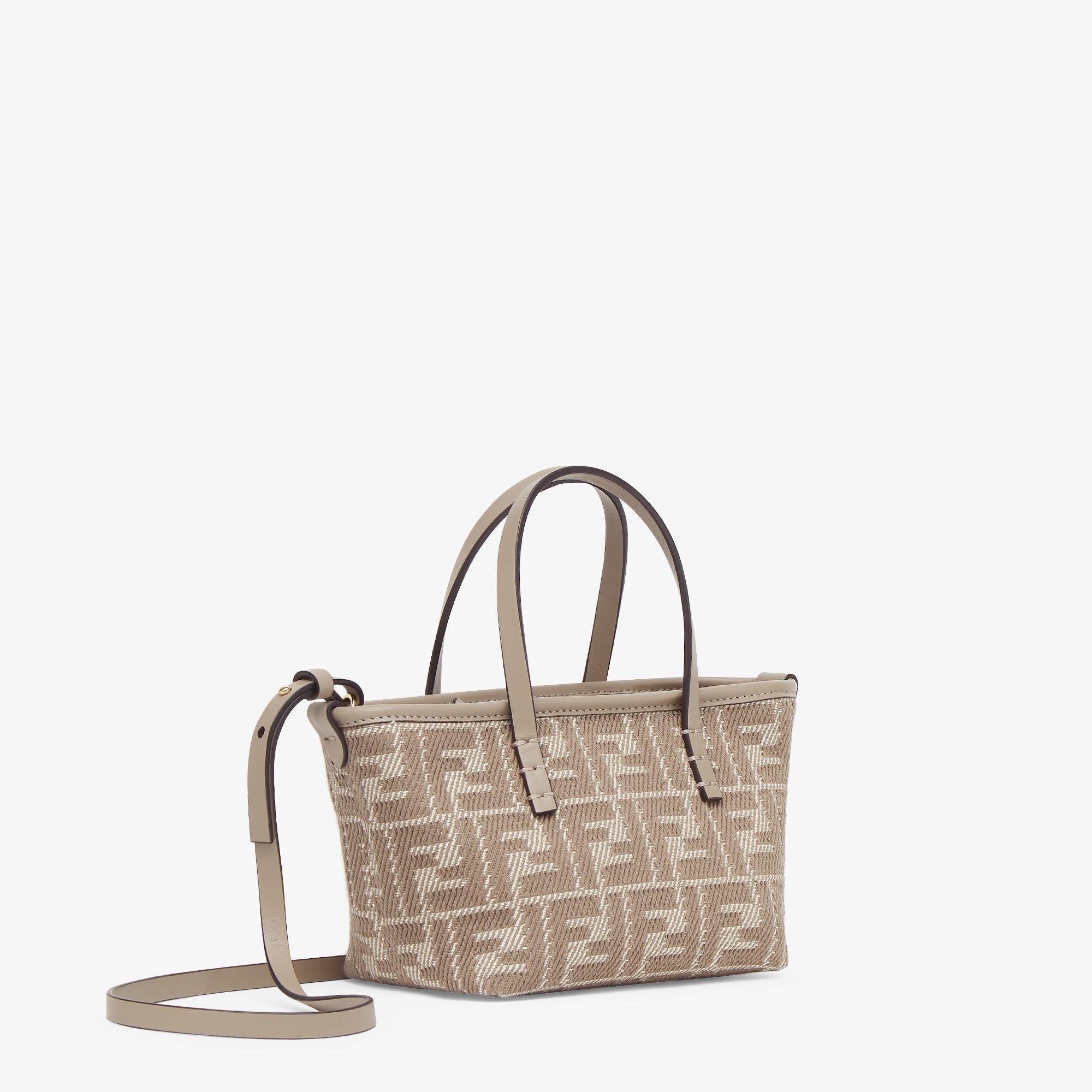 Roll Mini Dove gray denim-effect FF jacquard mini-bag