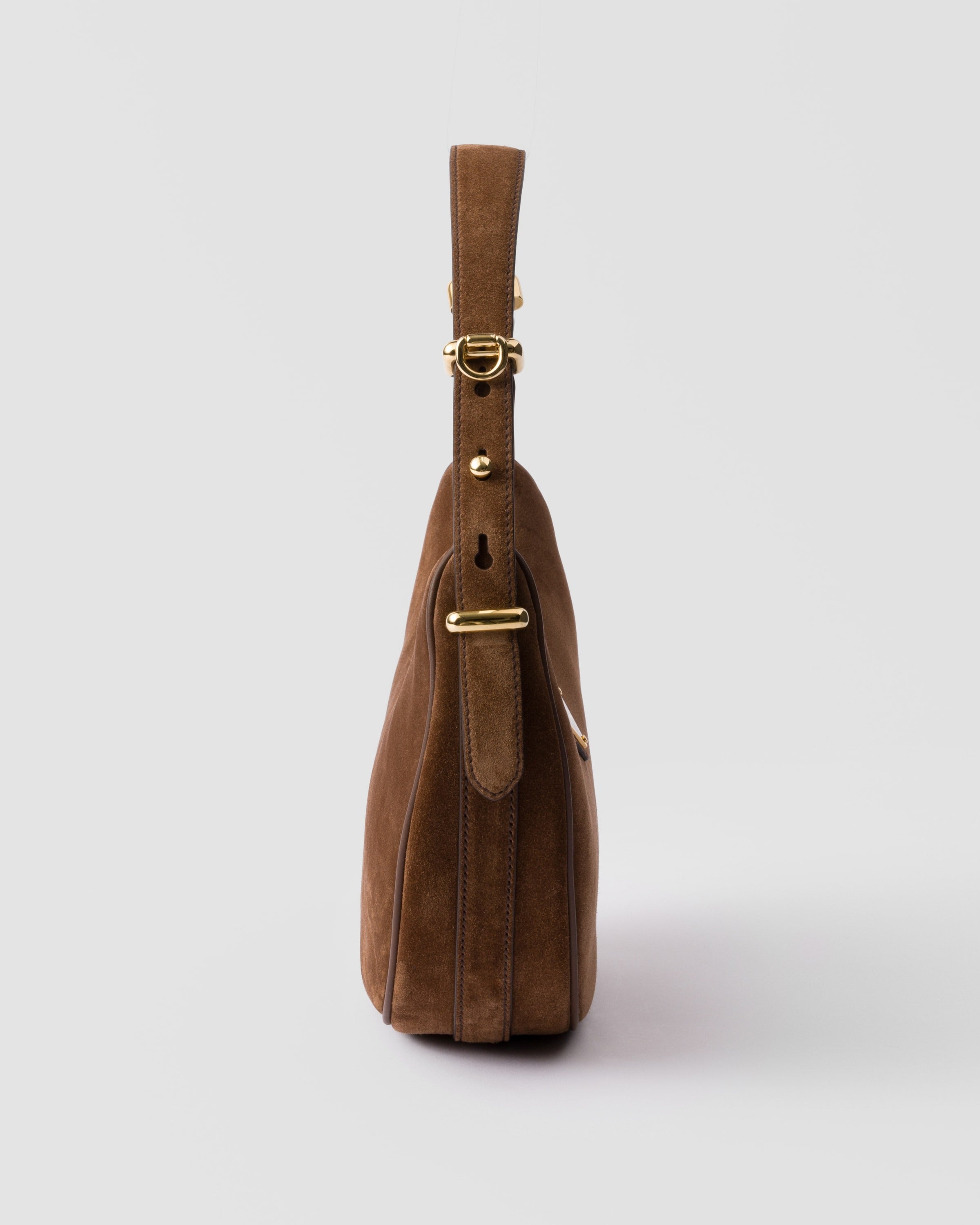 Prada Arqué suede shoulder bag Cocoa Brown