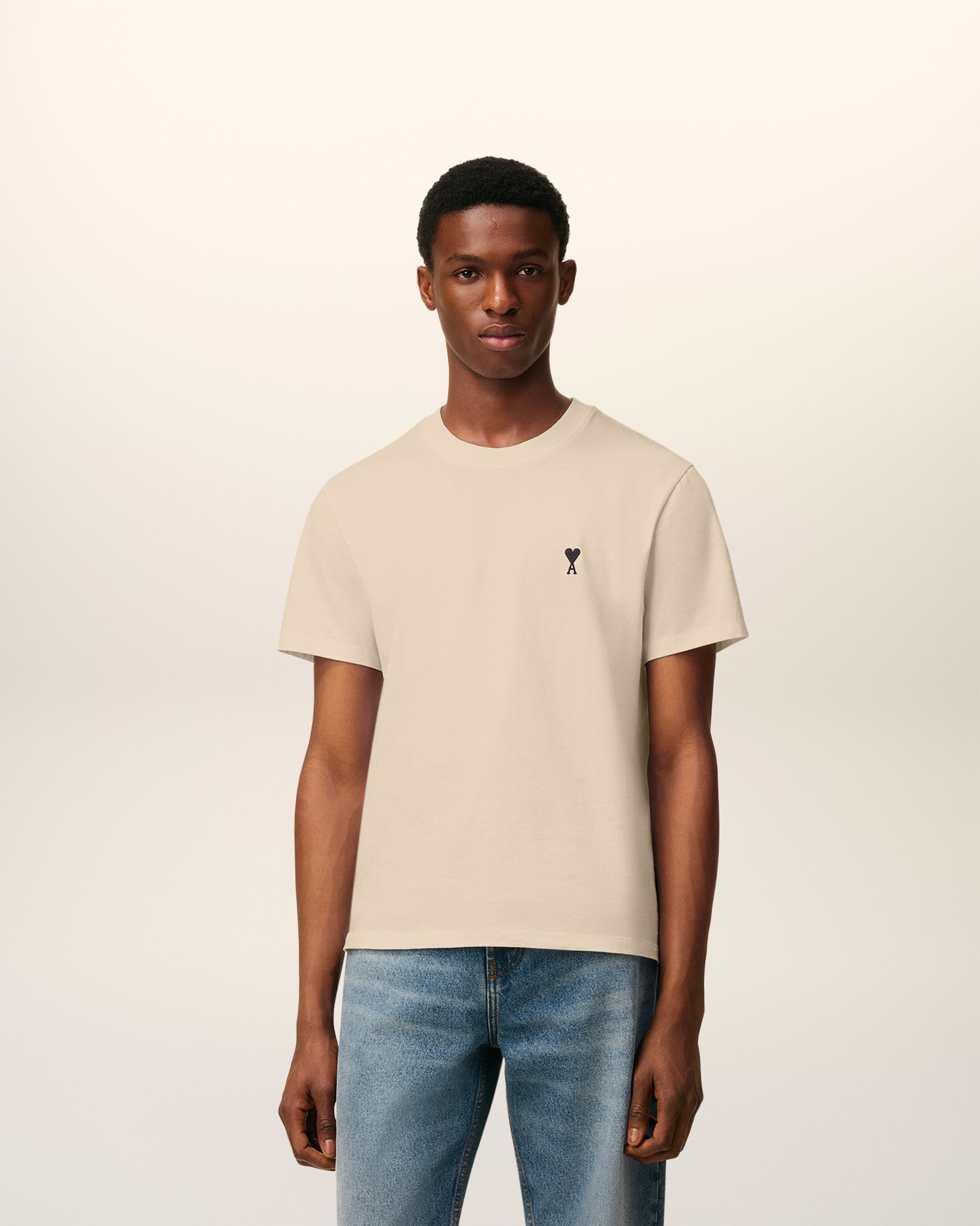 Beige Cotton Ami De Coeur T-shirt WHITE COFFEE