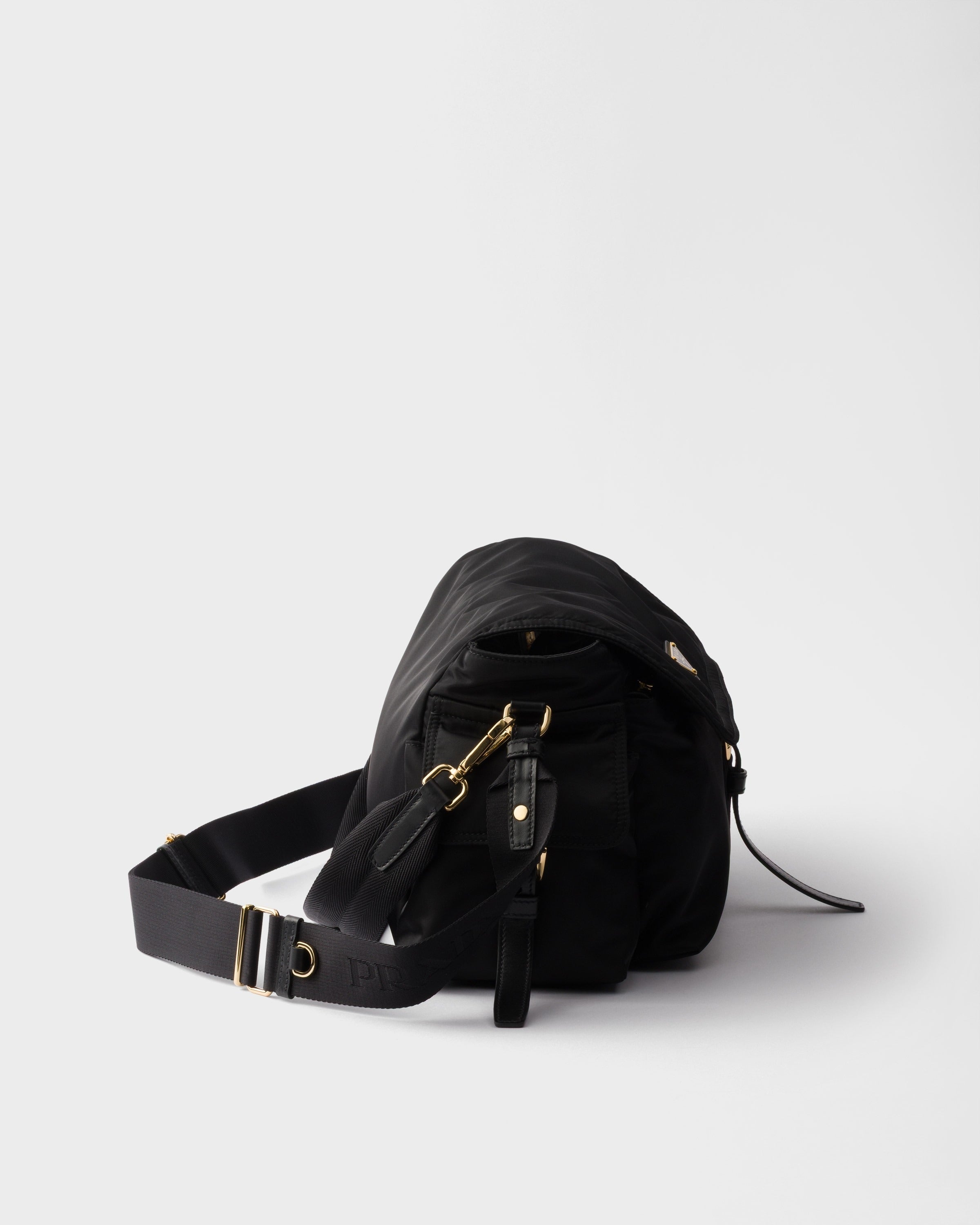 Prada Explore large Re-Nylon shoulder bag with flap Black