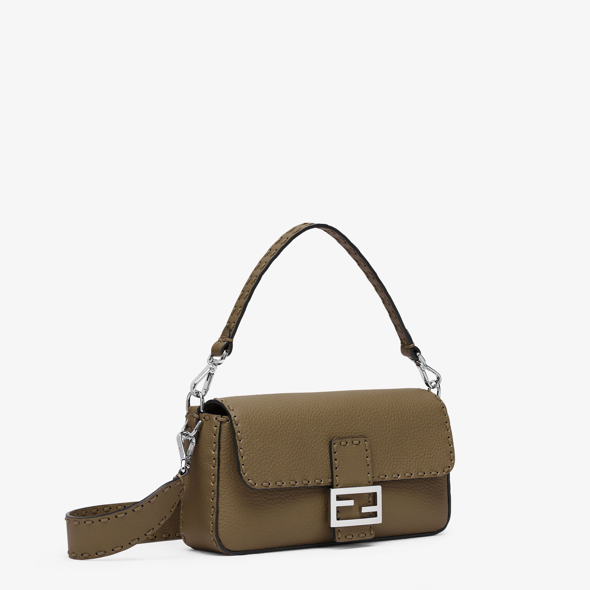 Baguette Green Selleria bag with 612 hand-sewn topstitches