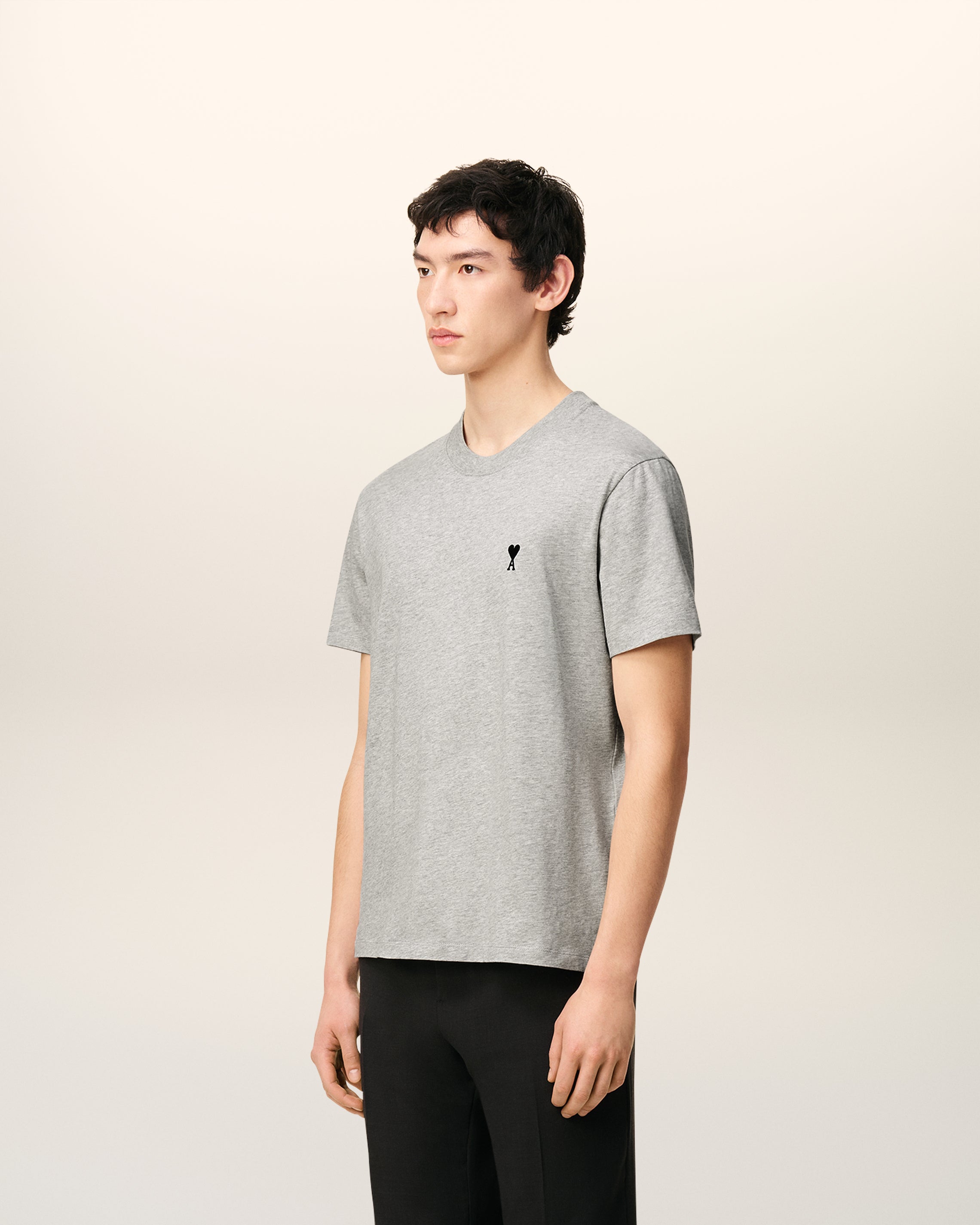 Grey Cotton Ami De Coeur T-shirt HEATHER ASH GREY