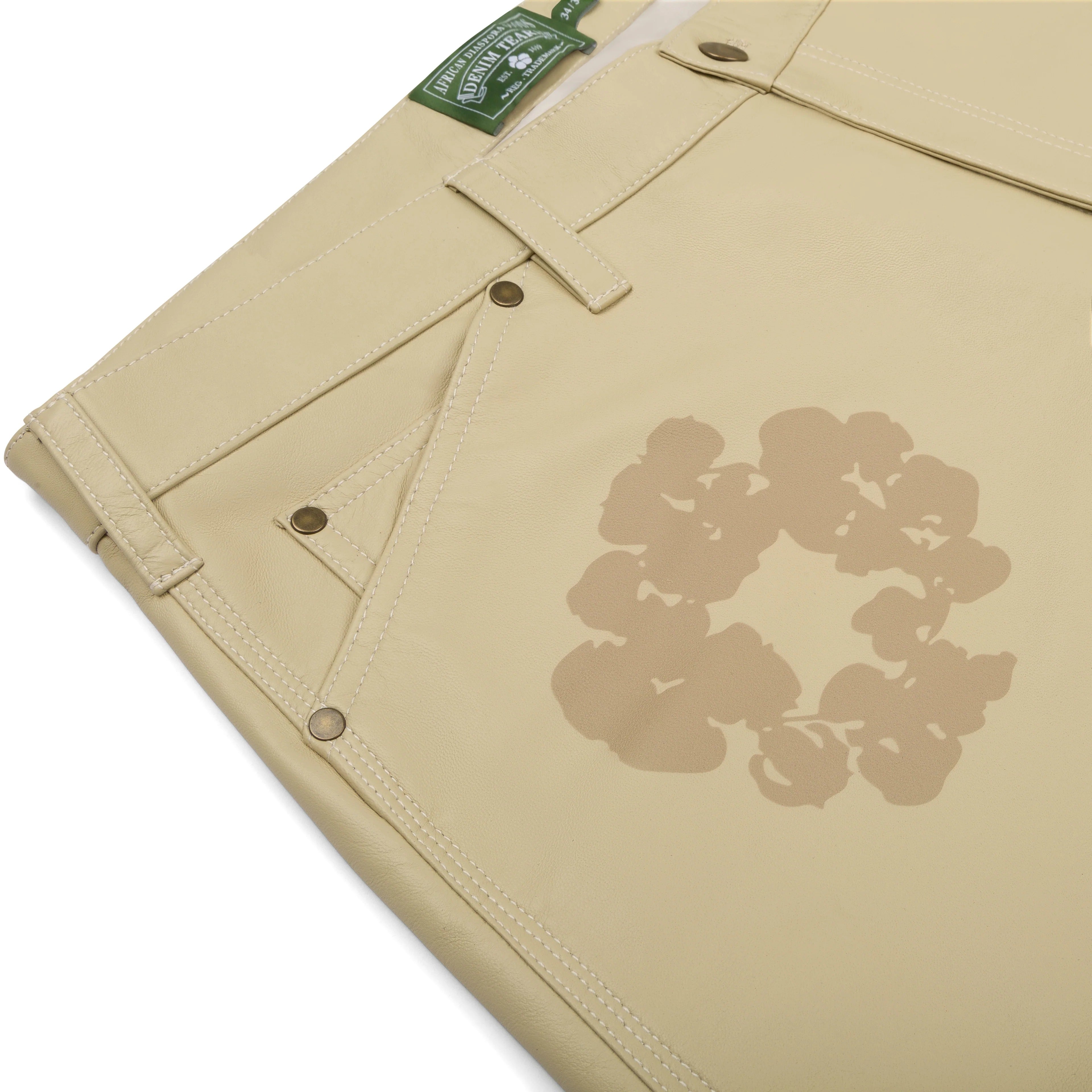 Cotton Wreath Leather Pants
